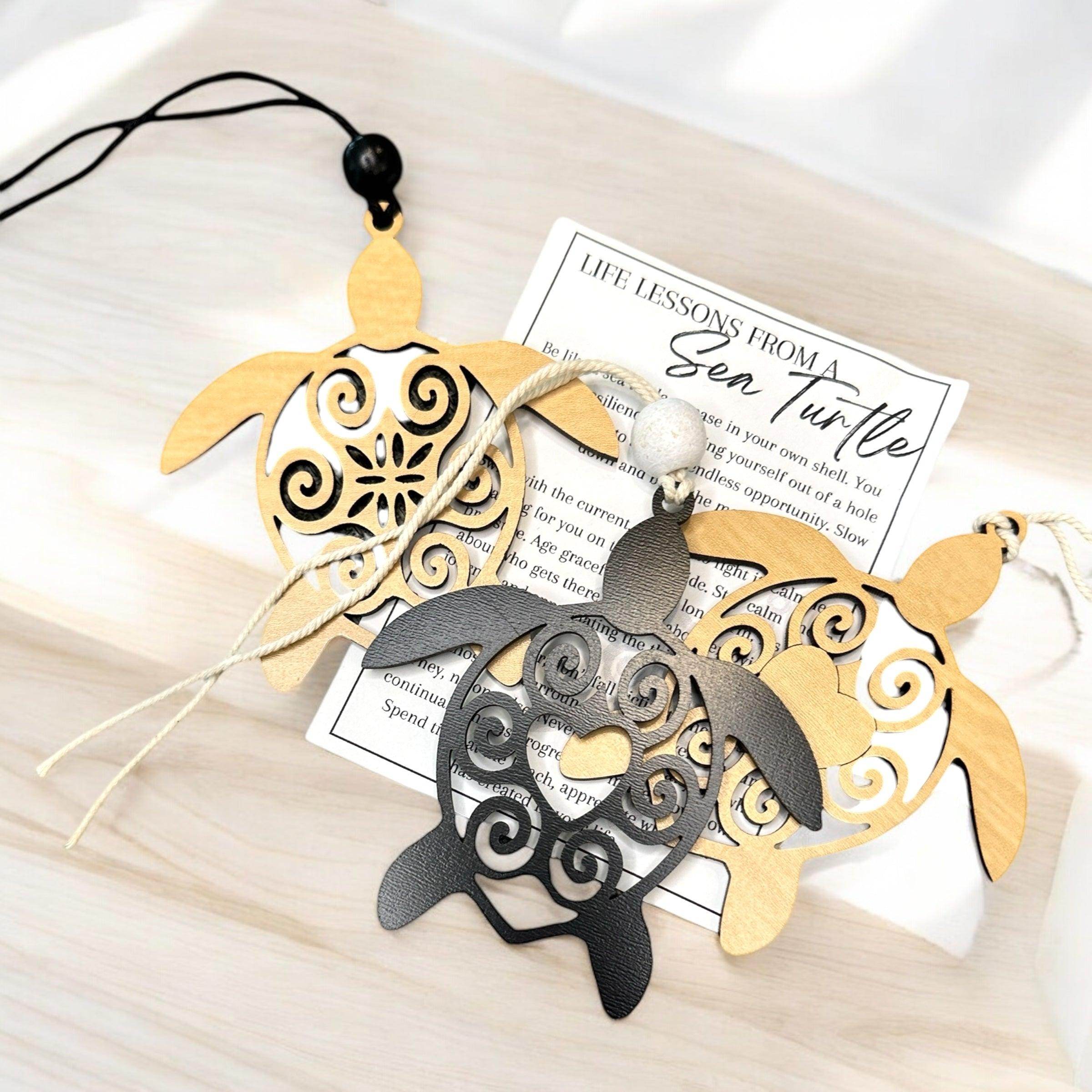 Handcrafted Wooden Car Charms – Choose from Butterfly, Penguins, Celtic Cross, Celtic Knot, Cardinal, Sea Turtle, or Owl - Coastal Chaos LLC
