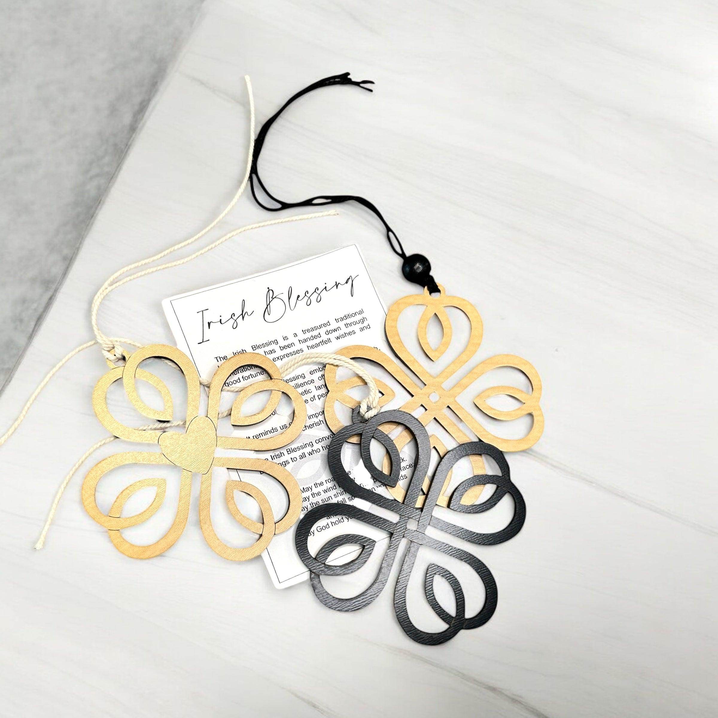 Handcrafted Wooden Celtic Knot Irish Blessing Car Charms - Coastal Chaos LLC