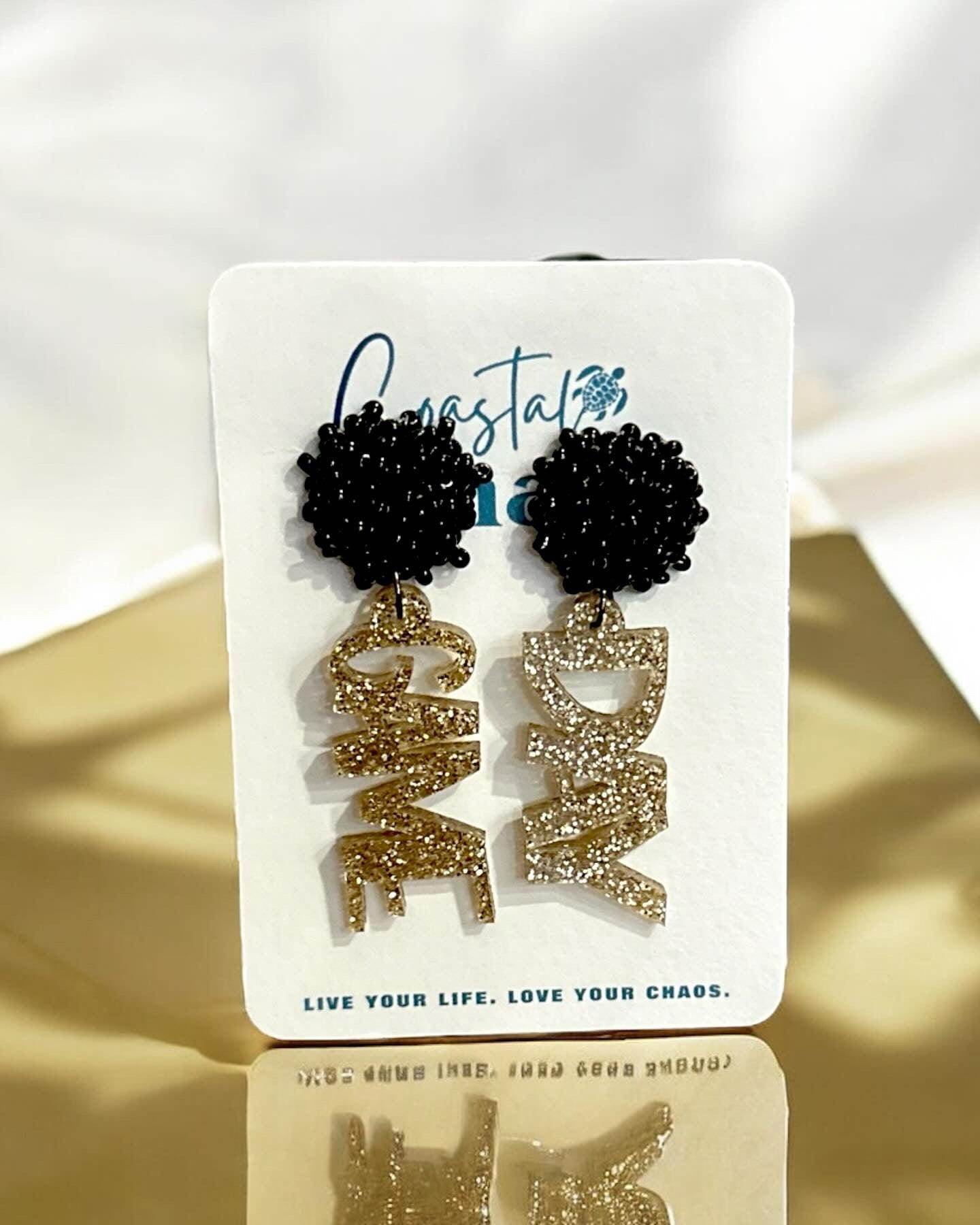 Camden Bulldogs Earrings, Seed Beed High School Earrings, Mascot Earrings, Sports Earrings - Coastal Chaos LLC