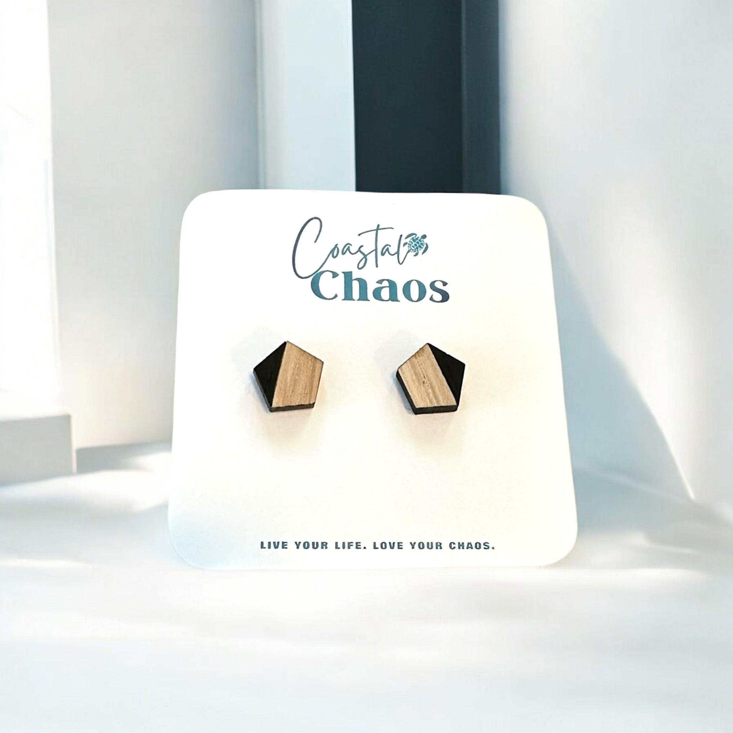 Handmade geometric & cloud stud earrings, Custom stud earrings, handmade earrings, geometric stud earrings - Coastal Chaos LLC
