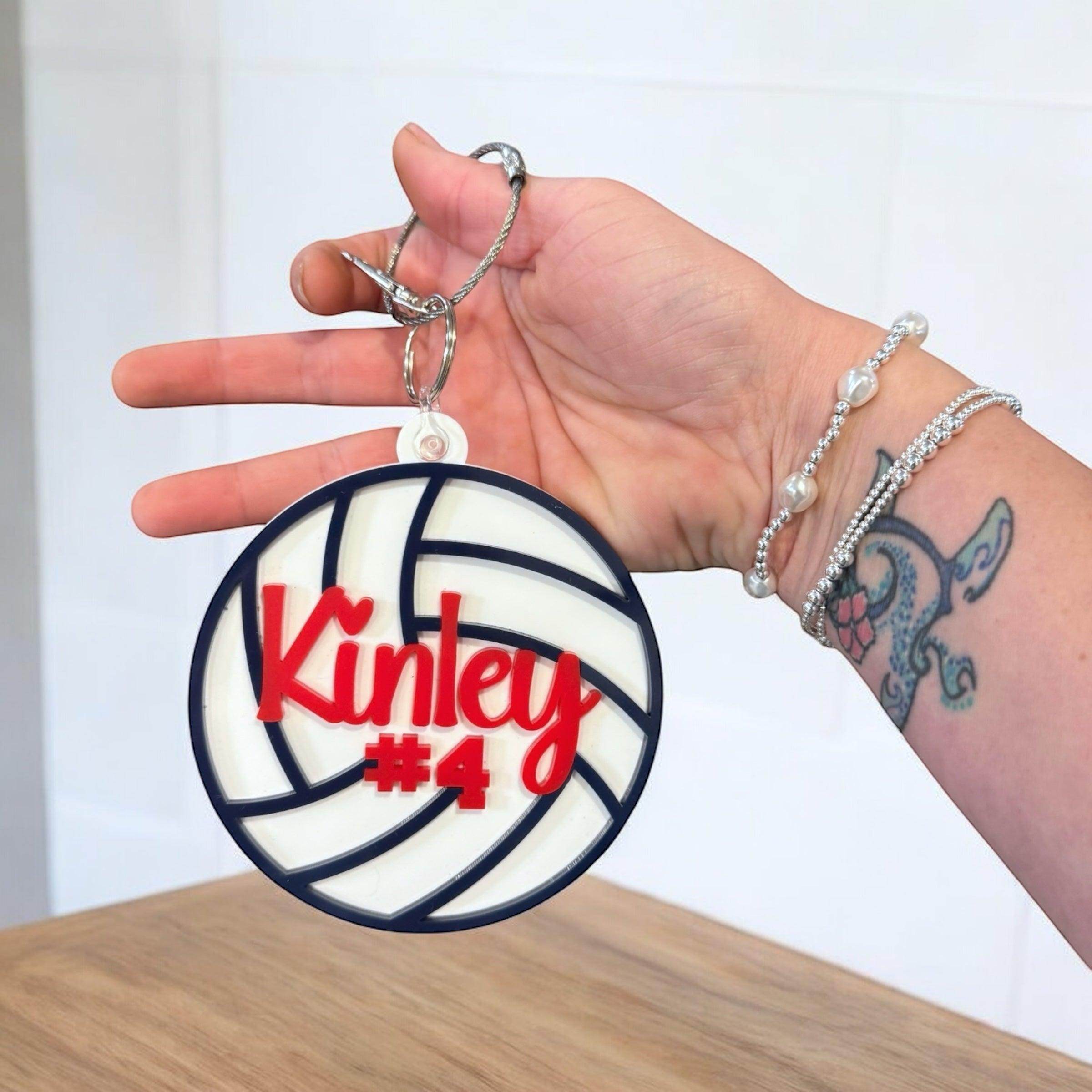 Custom Volleyball Keychain, Personalized Name and Number, Team Gift, Bag Tag - Coastal Chaos LLC