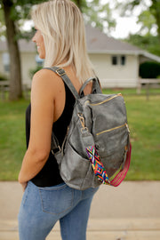 Chloe Convertible Backpack-Grey/Blush Brown Grey Geo - Coastal Chaos LLC