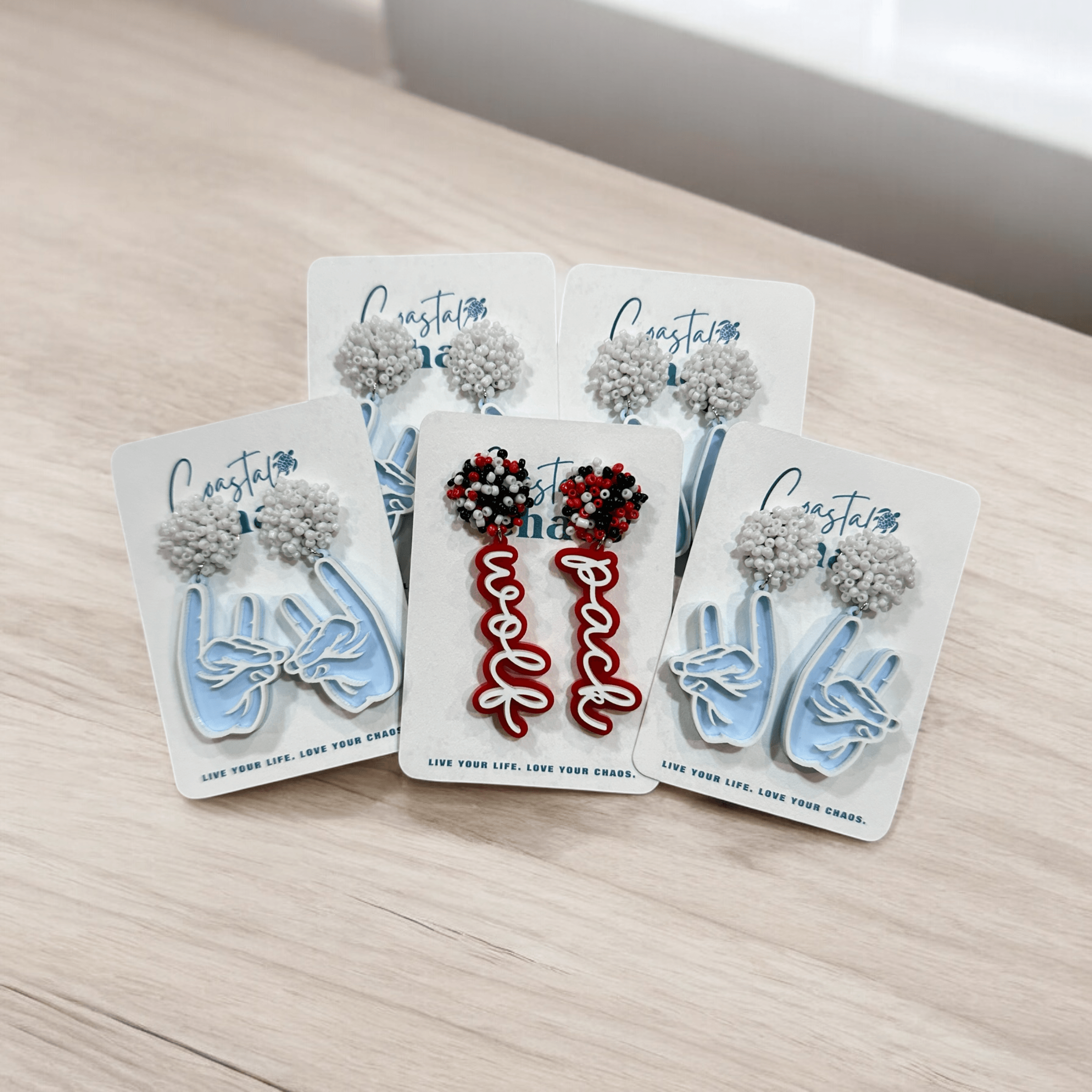 Wolfpack hand earrings, wolfpack pride - Coastal Chaos LLC
