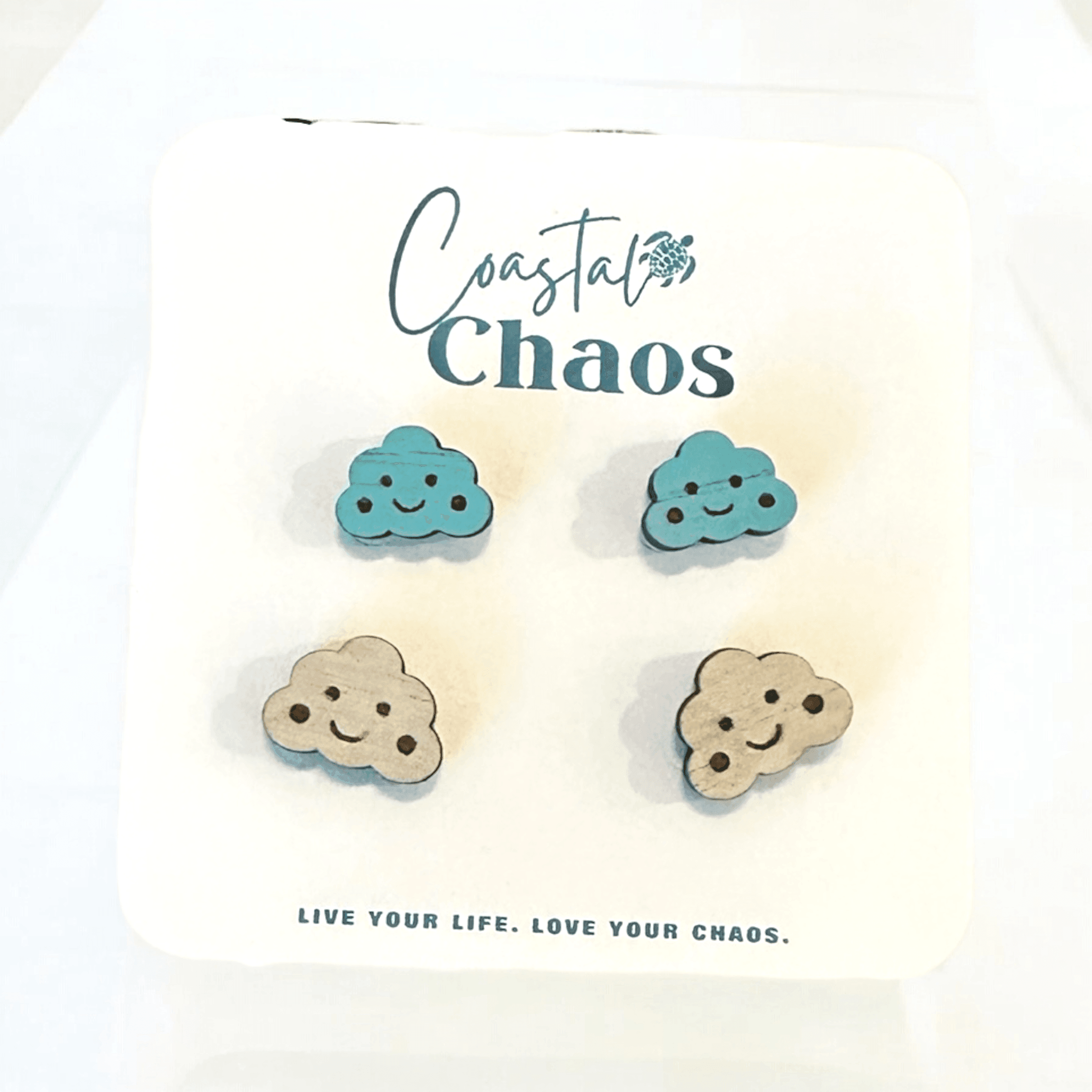 Handmade geometric & cloud stud earrings, Custom stud earrings, handmade earrings, geometric stud earrings - Coastal Chaos LLC