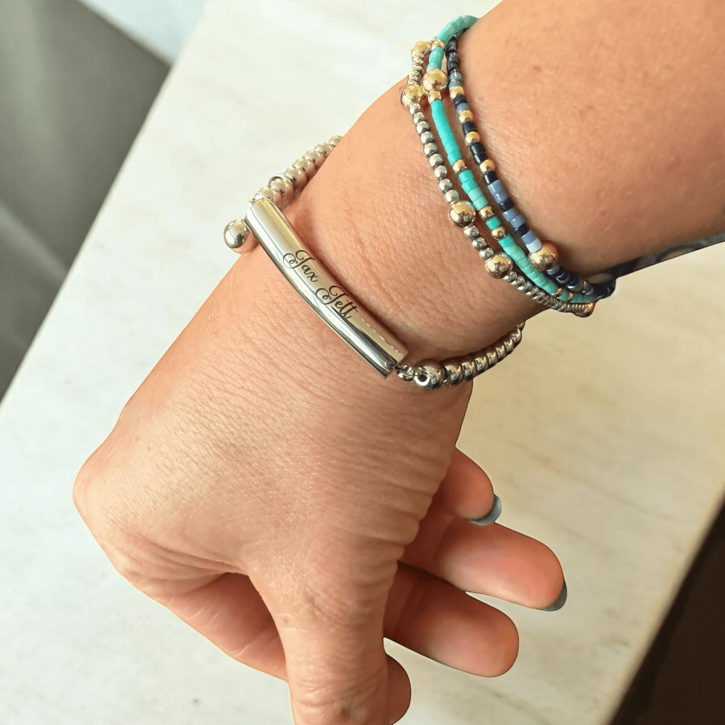 Personalized beaded bracelet with charm - Coastal Chaos LLC