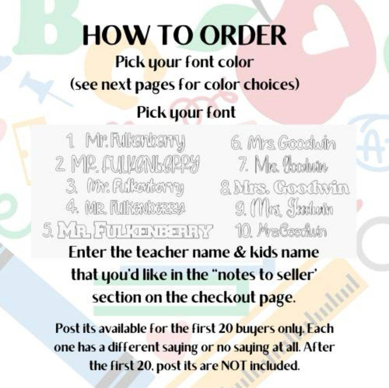 Bundle Teacher post it holder & dry eraser gift set, personalized teacher appreciation gift - Coastal Chaos LLC