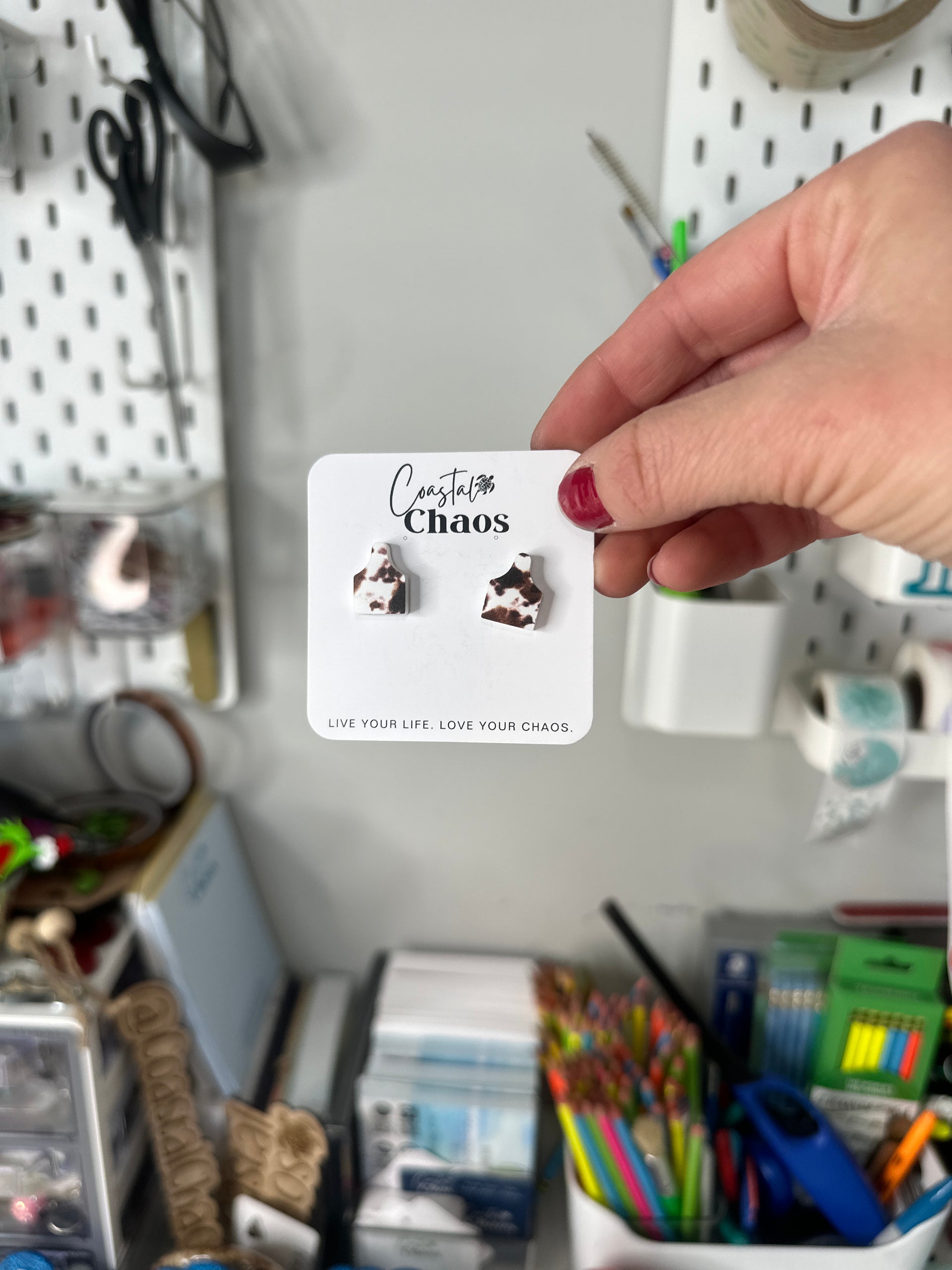 Cow print dangle earrings and studs - Coastal Chaos LLC