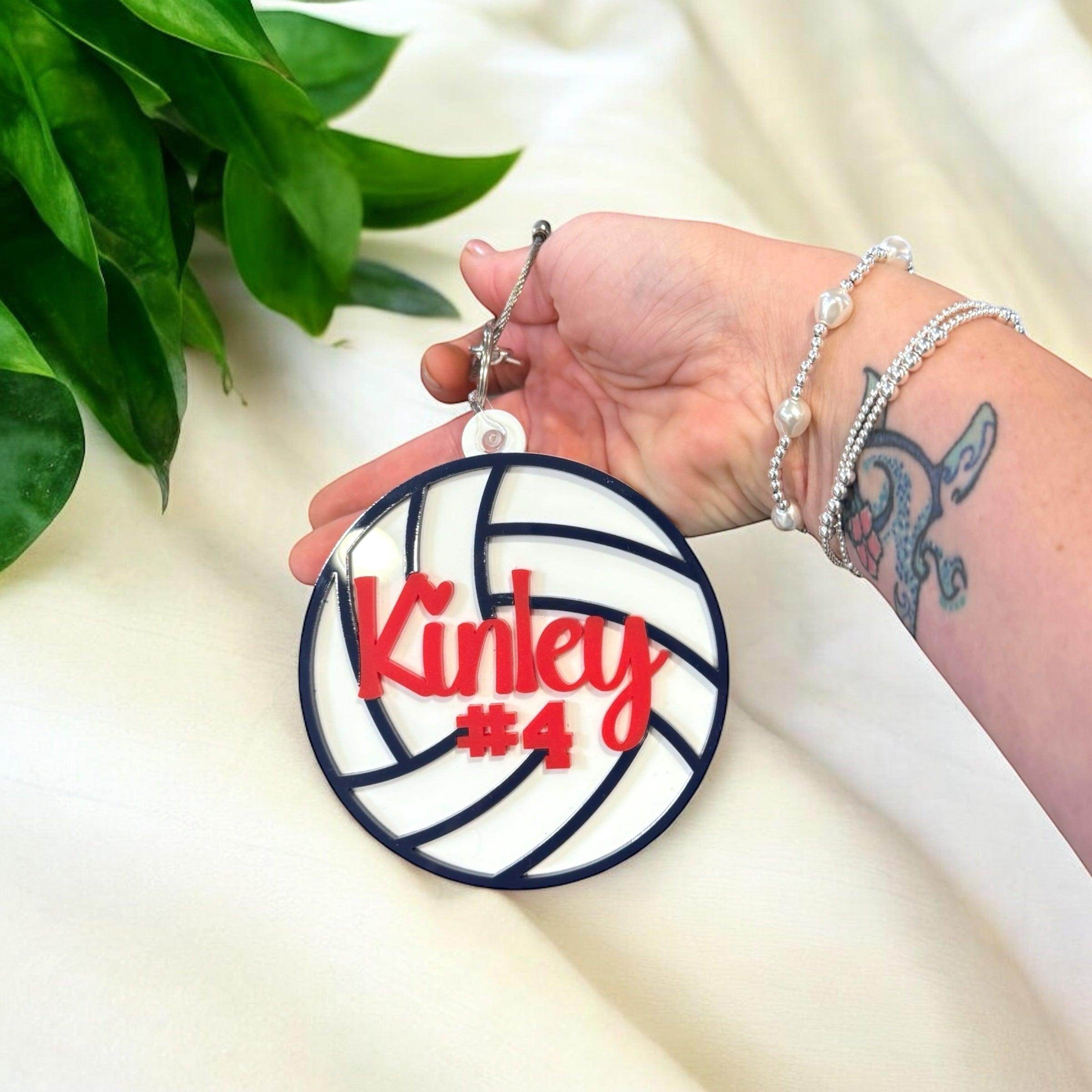 Custom Volleyball Keychain, Personalized Name and Number, Team Gift, Bag Tag - Coastal Chaos LLC