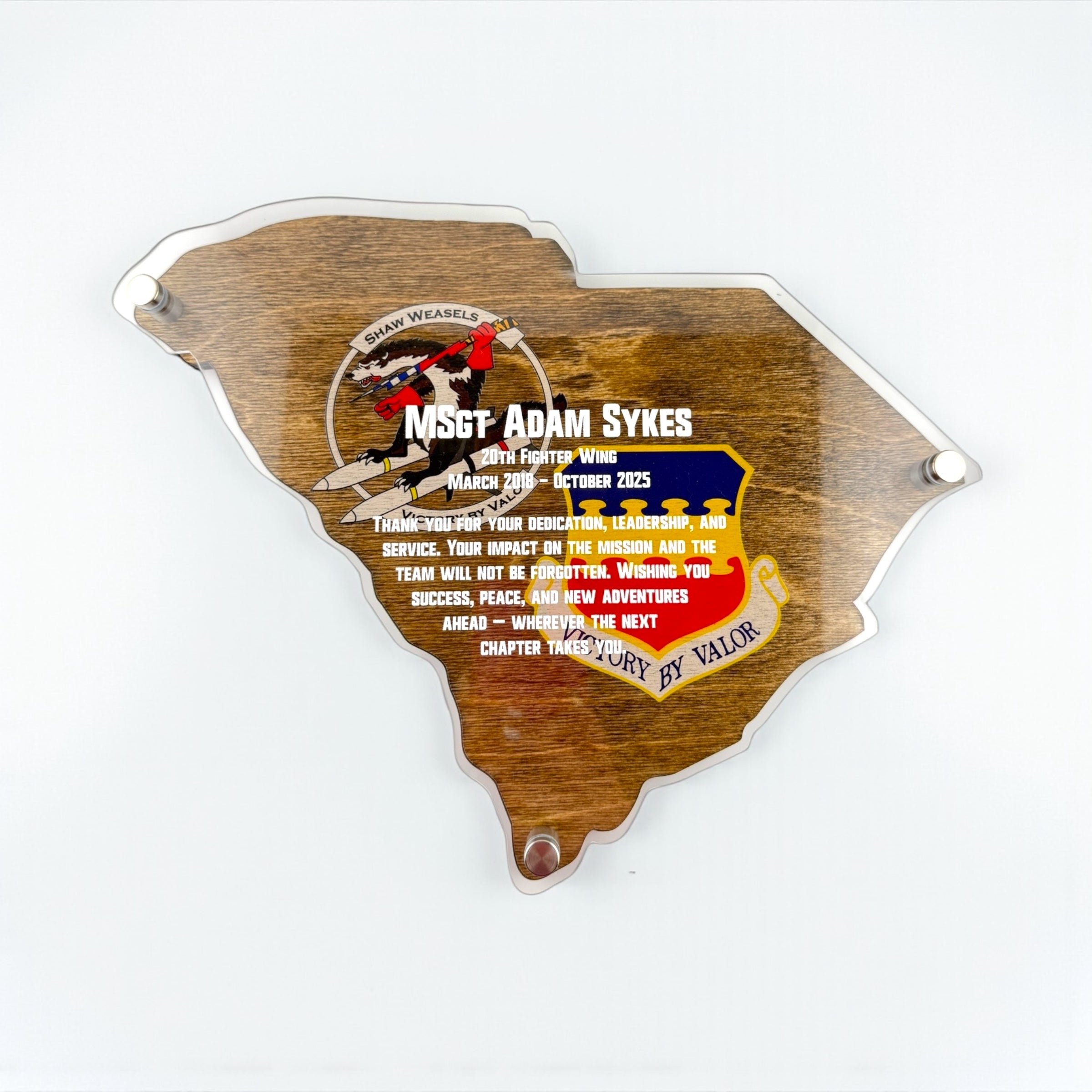 Custom State Plaque – Personalized Engraved Gift With Military Retirement Honors