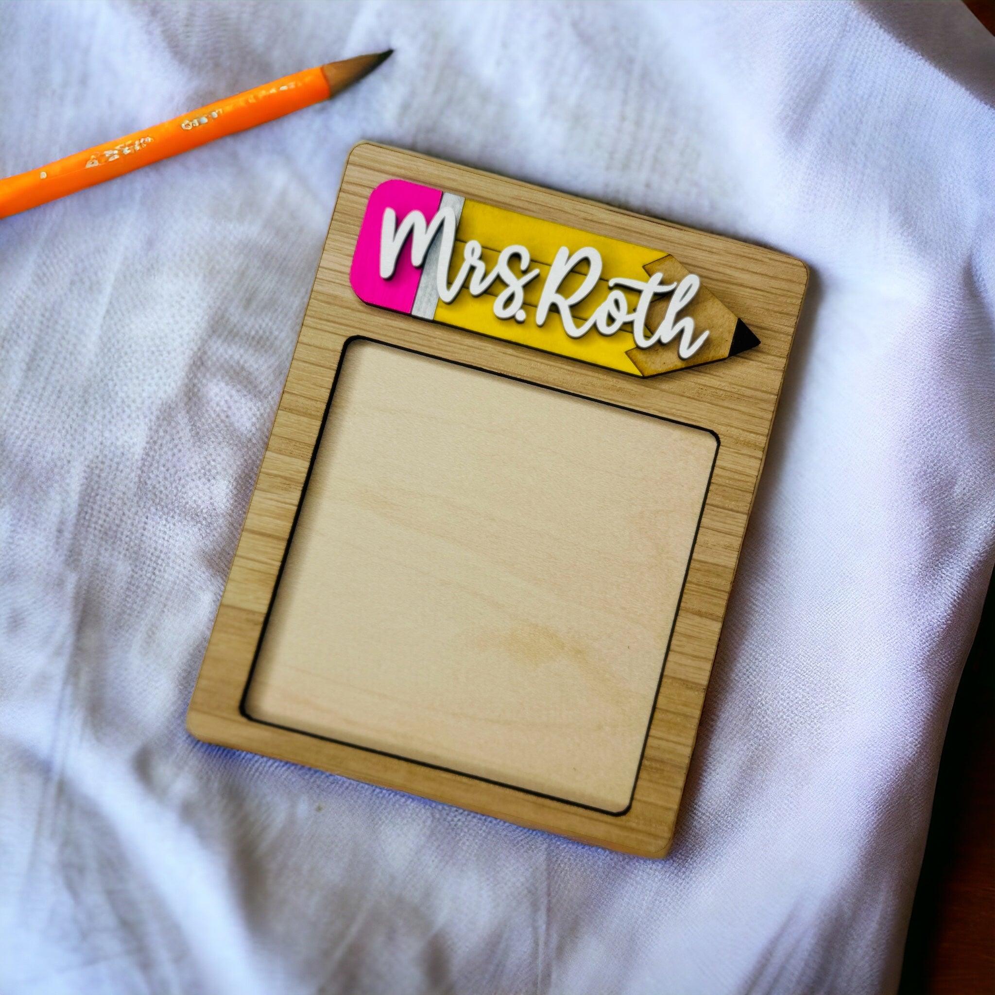 Teacher post it note holder, personalized teacher appreciation gift - Coastal Chaos LLC