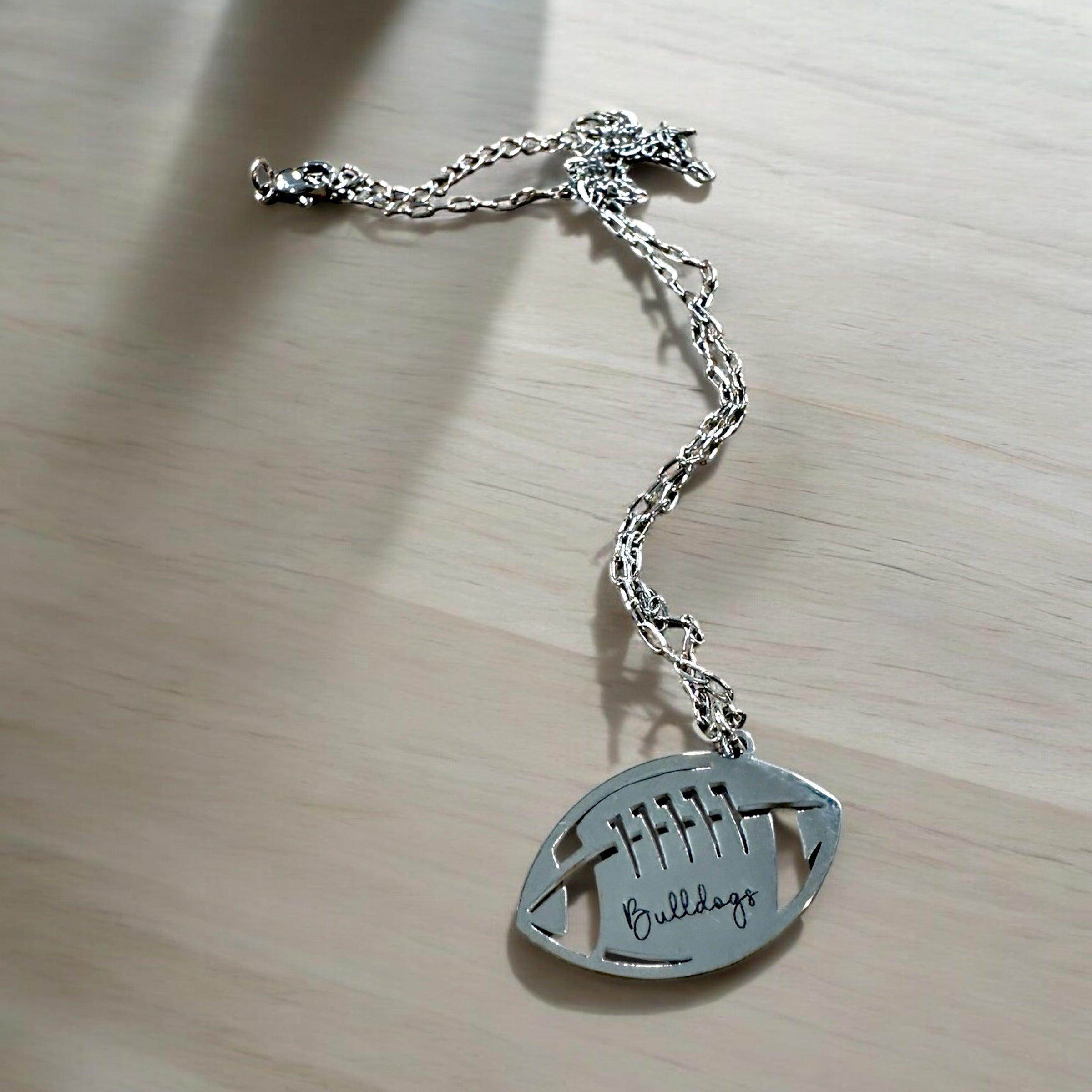 Custom engraved football necklace on chain