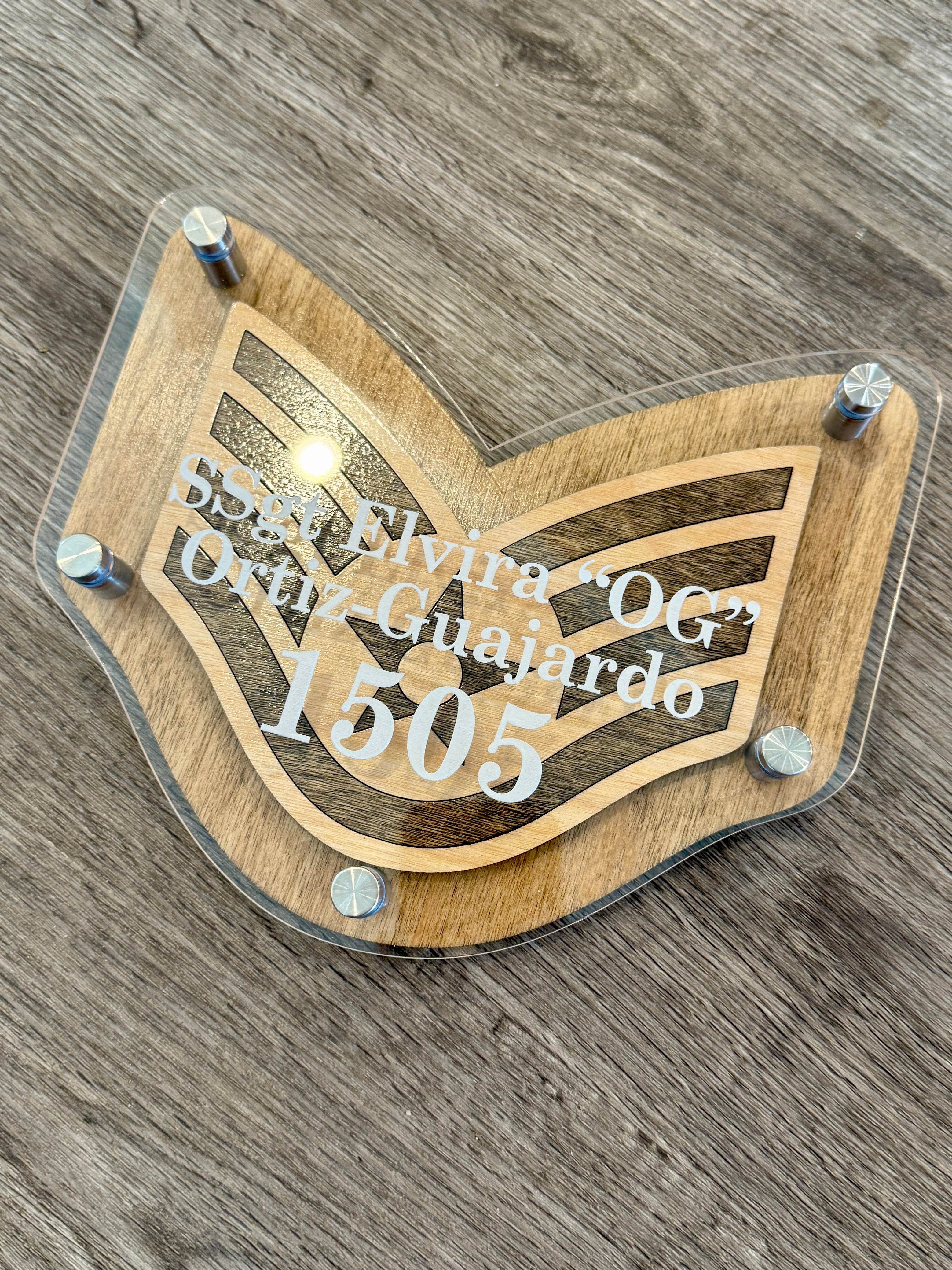 Custom Military Rank Stripes Plaque – Personalized Acrylic & Wood Display | All Ranks Available - Coastal Chaos LLC