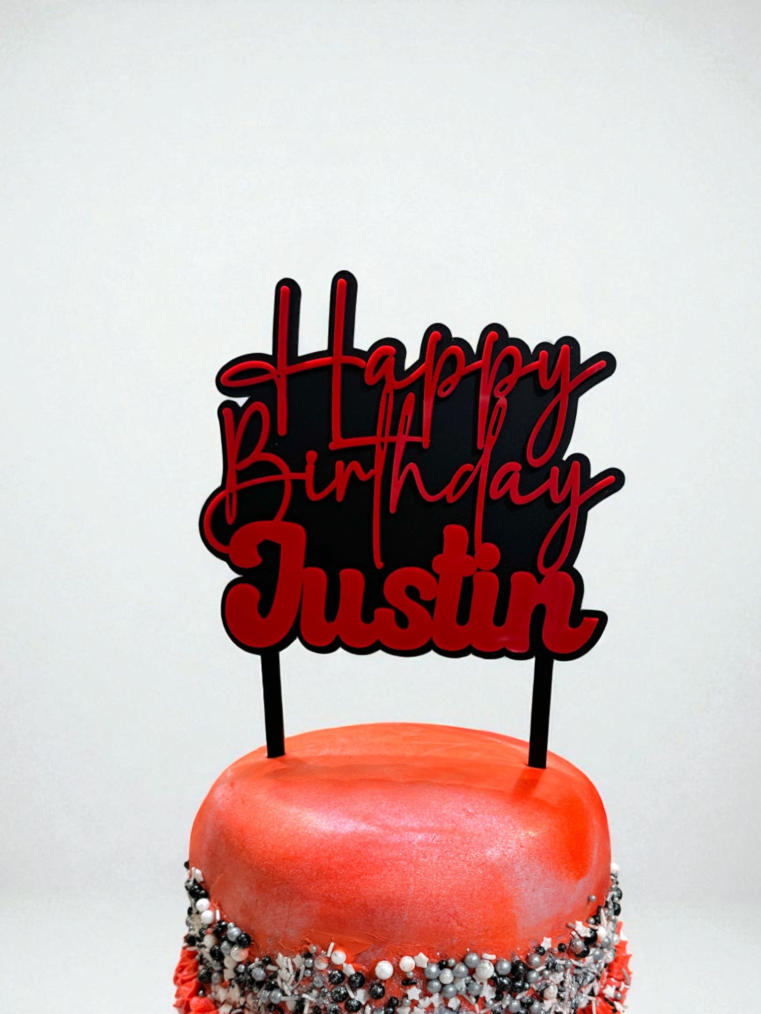 Custom Acrylic Cake Topper - Personalized Double Layer Name Decoration for Birthday & Wedding