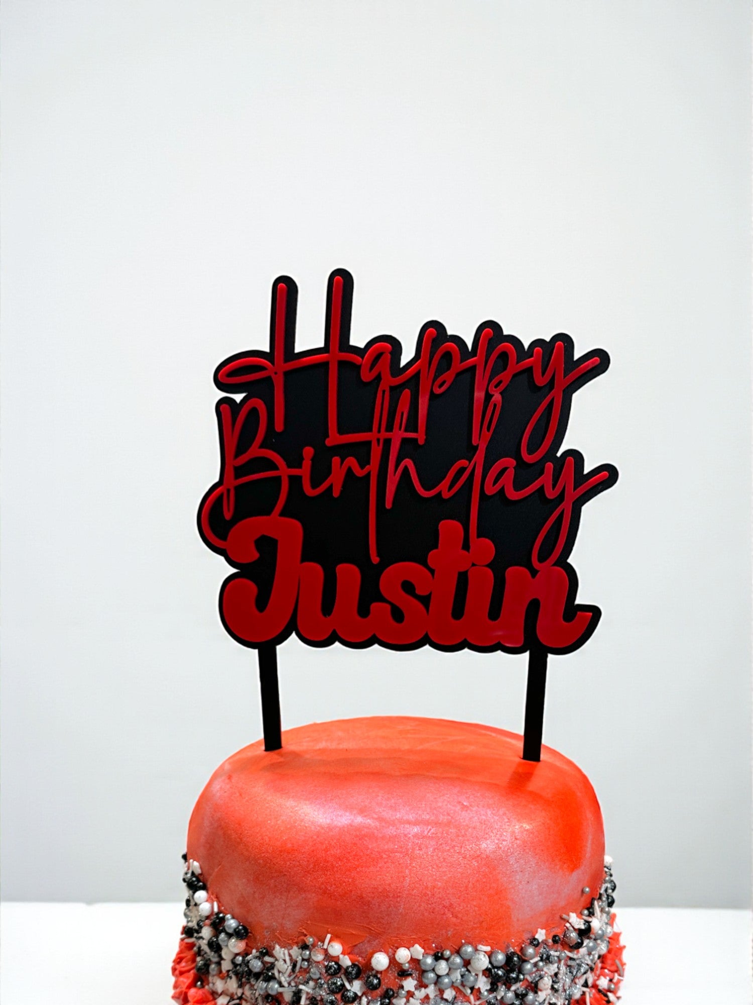 Custom Acrylic Cake Topper - Personalized Double Layer Name Decoration for Birthday & Wedding