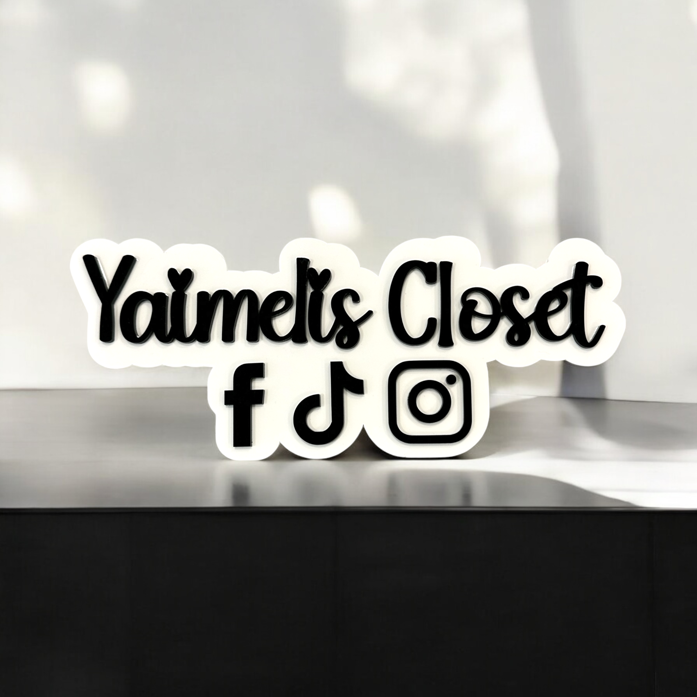 Custom Acrylic Social Media Sign |  Business Branding Watermark Sign