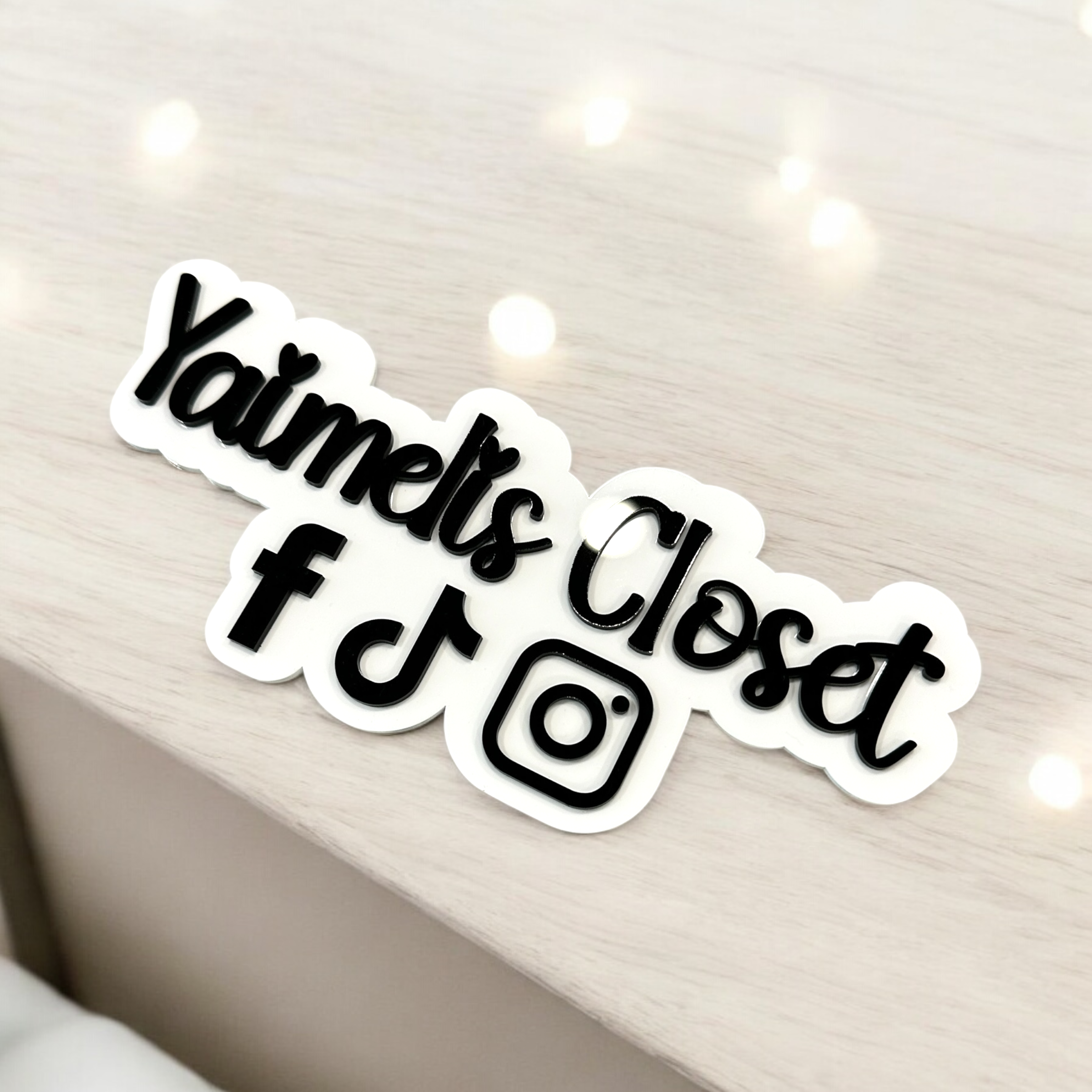 Custom Acrylic Social Media Sign |  Business Branding Watermark Sign