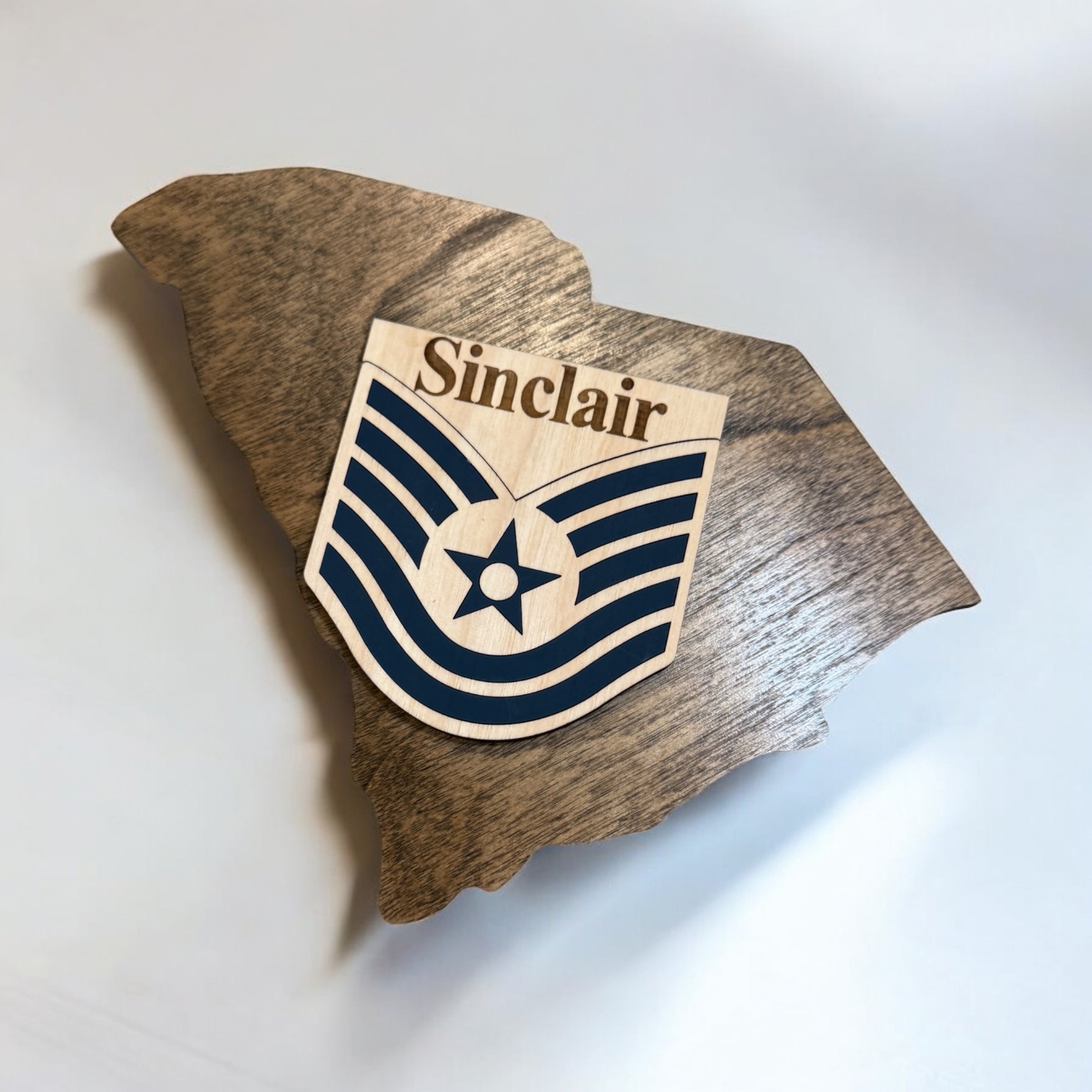 Wooden cutout of a state