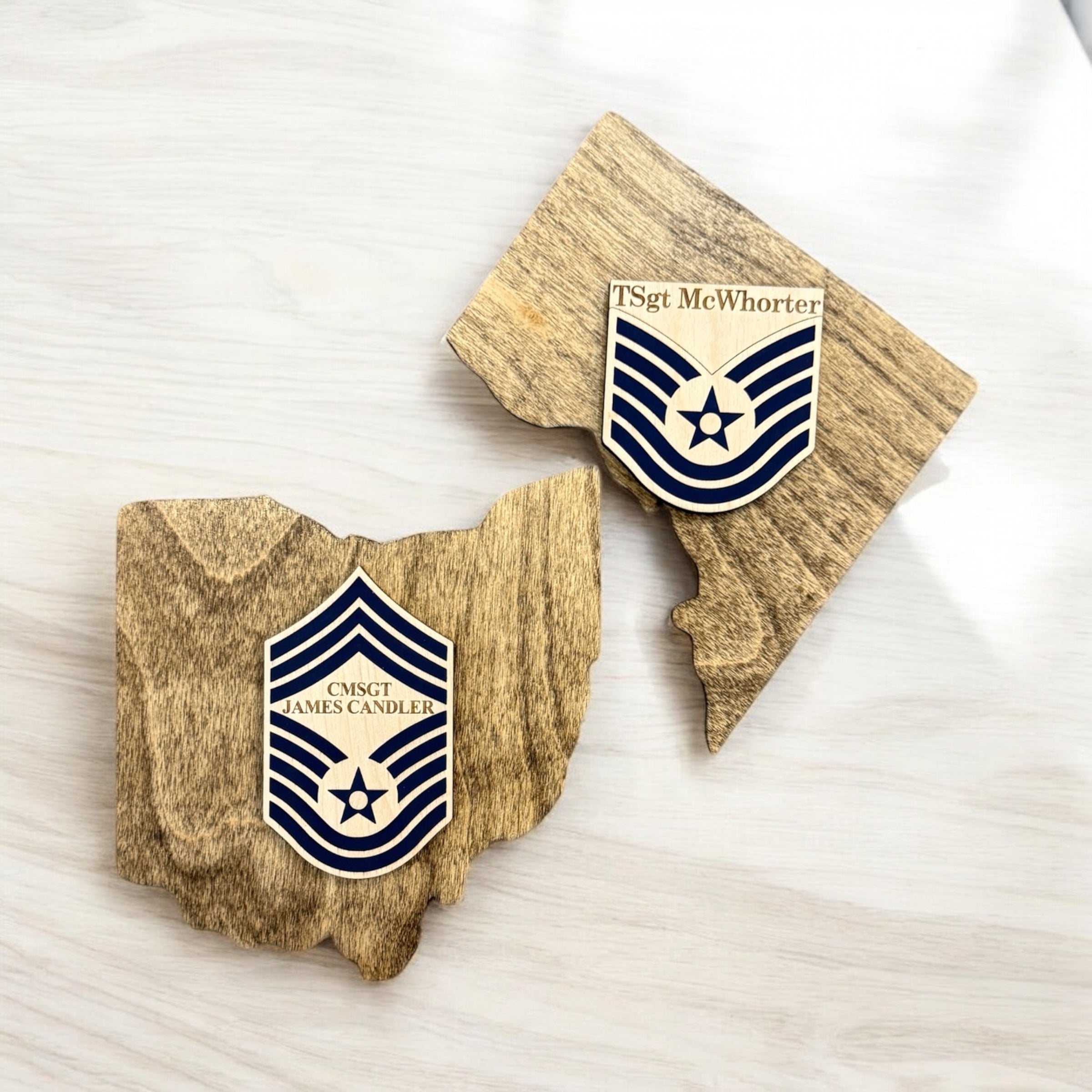 Mini State Cutout Rank Plaques / Custom Military Promotion Gift