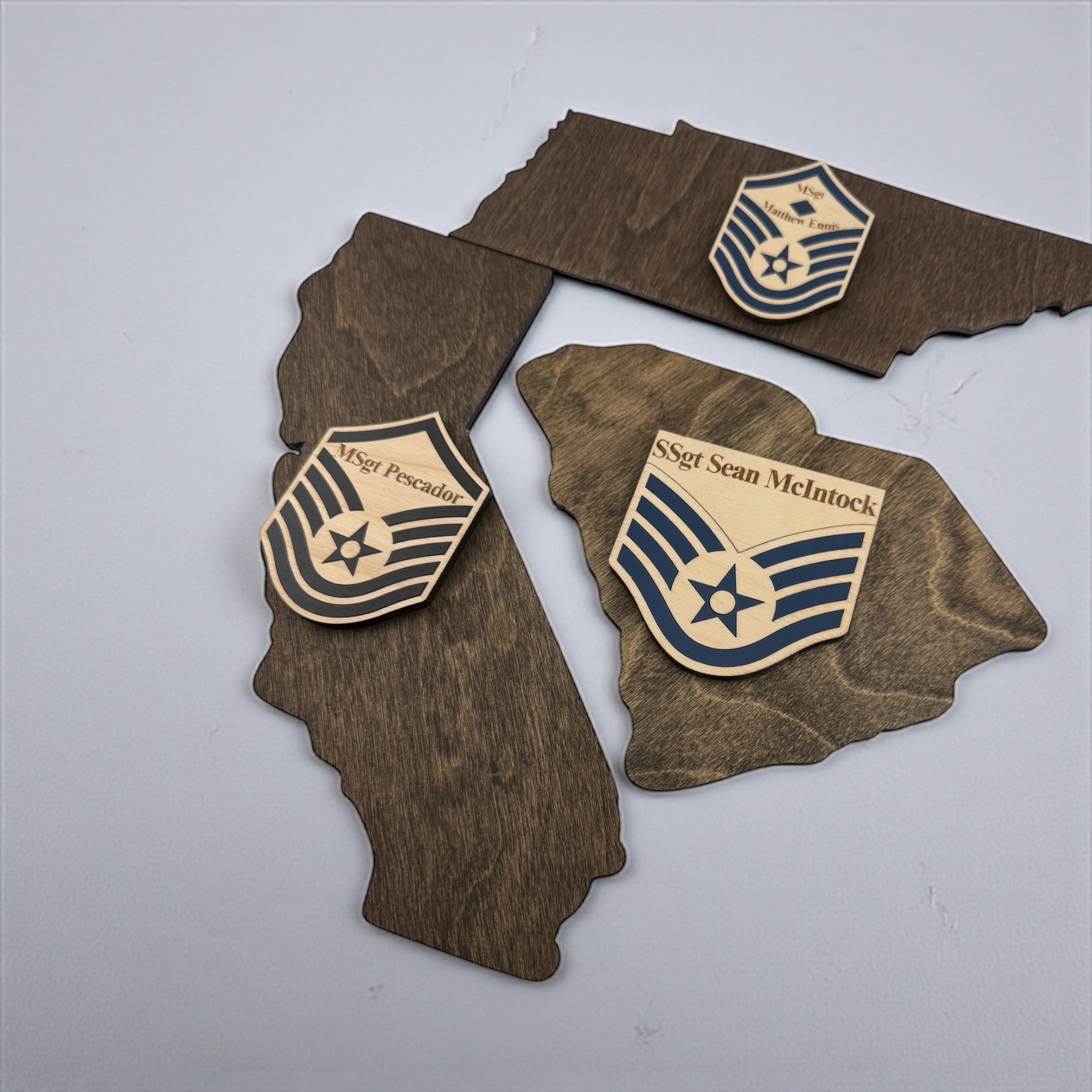 Mini State Cutout Rank Plaques / Custom Military Promotion Gift