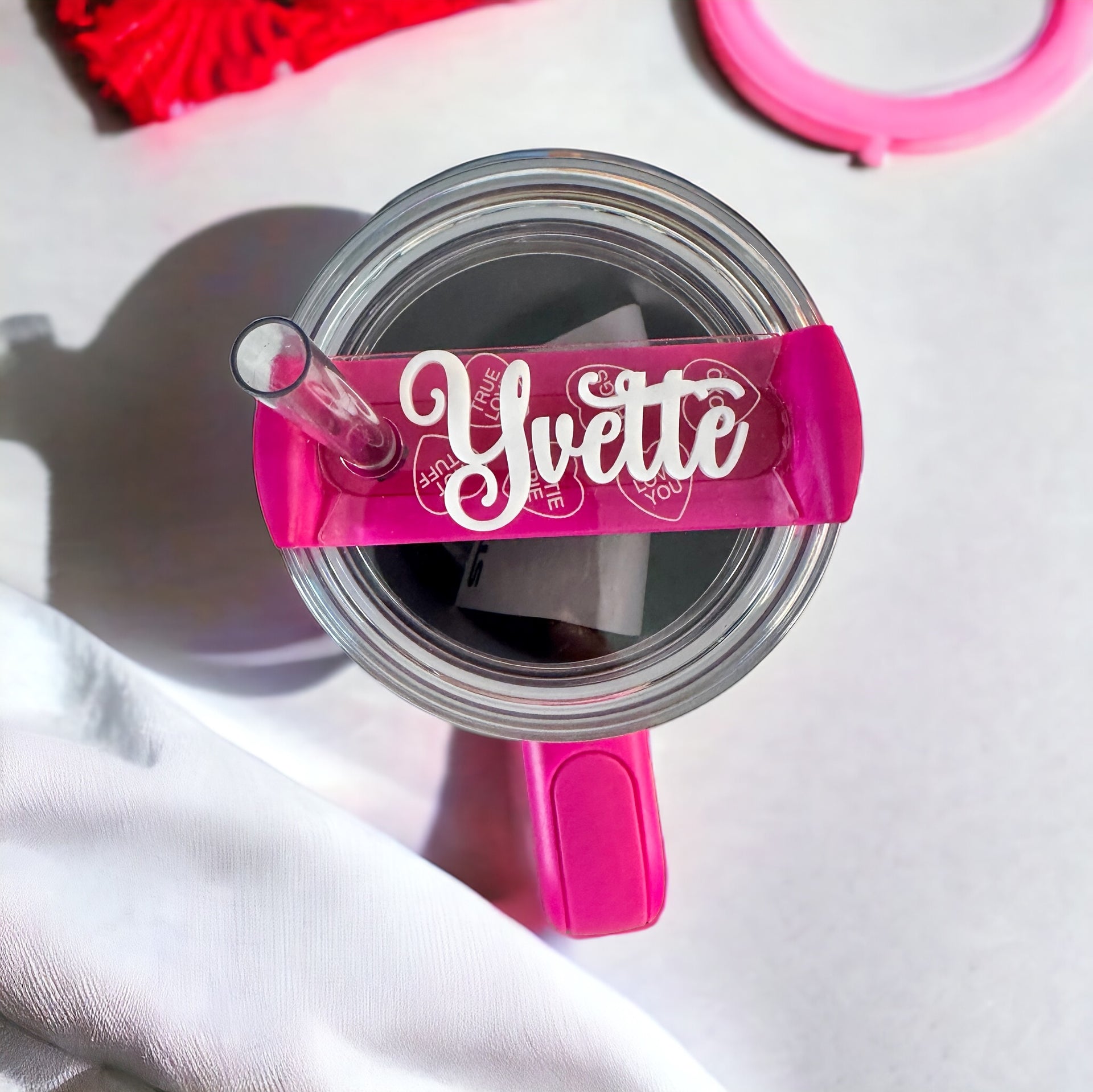 Valentines Stanley Name Plate, acrylic topper 30 or 40 oz - Coastal Chaos LLC