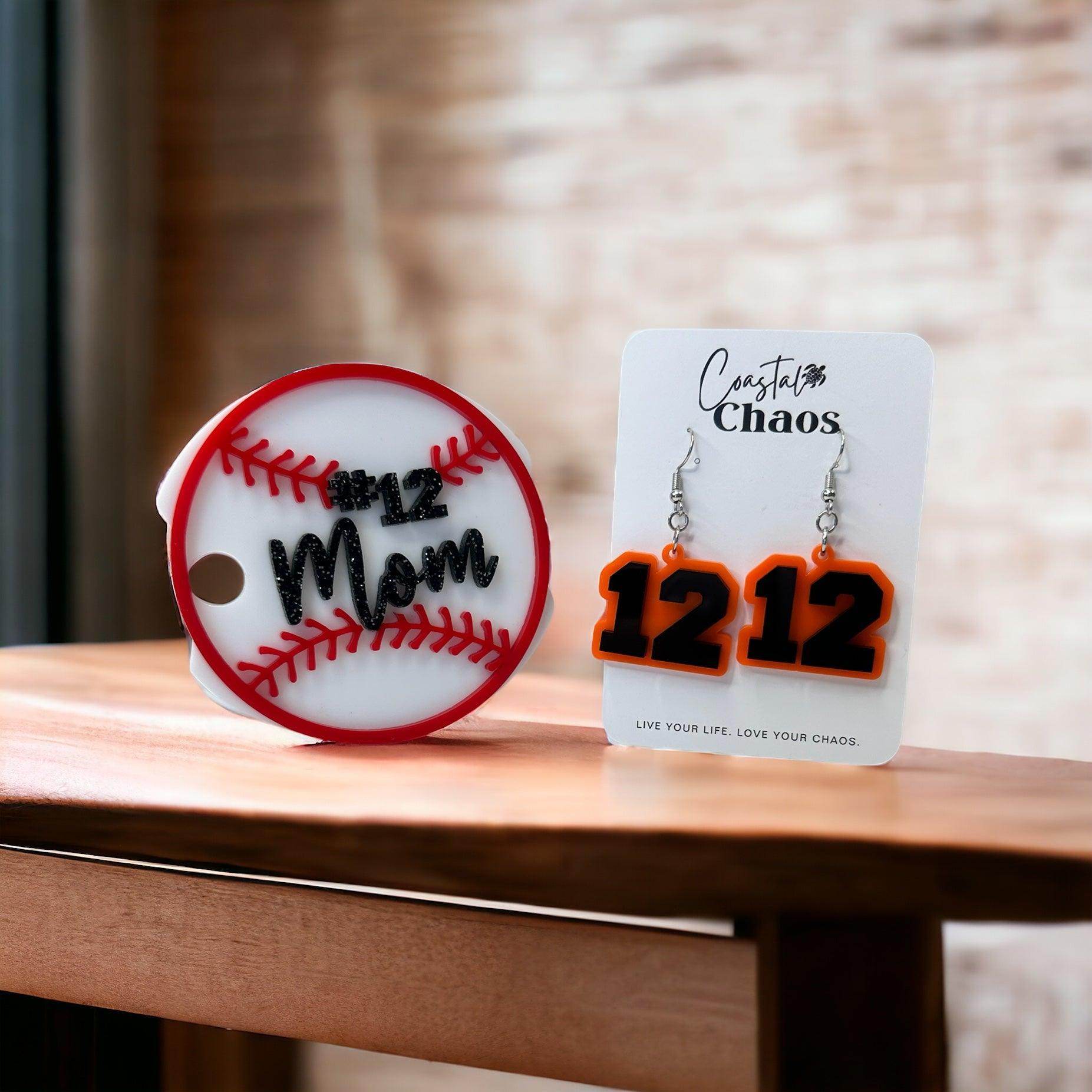 Sports number earrings, school spirit, college team earrings, sports earrings - Coastal Chaos LLC