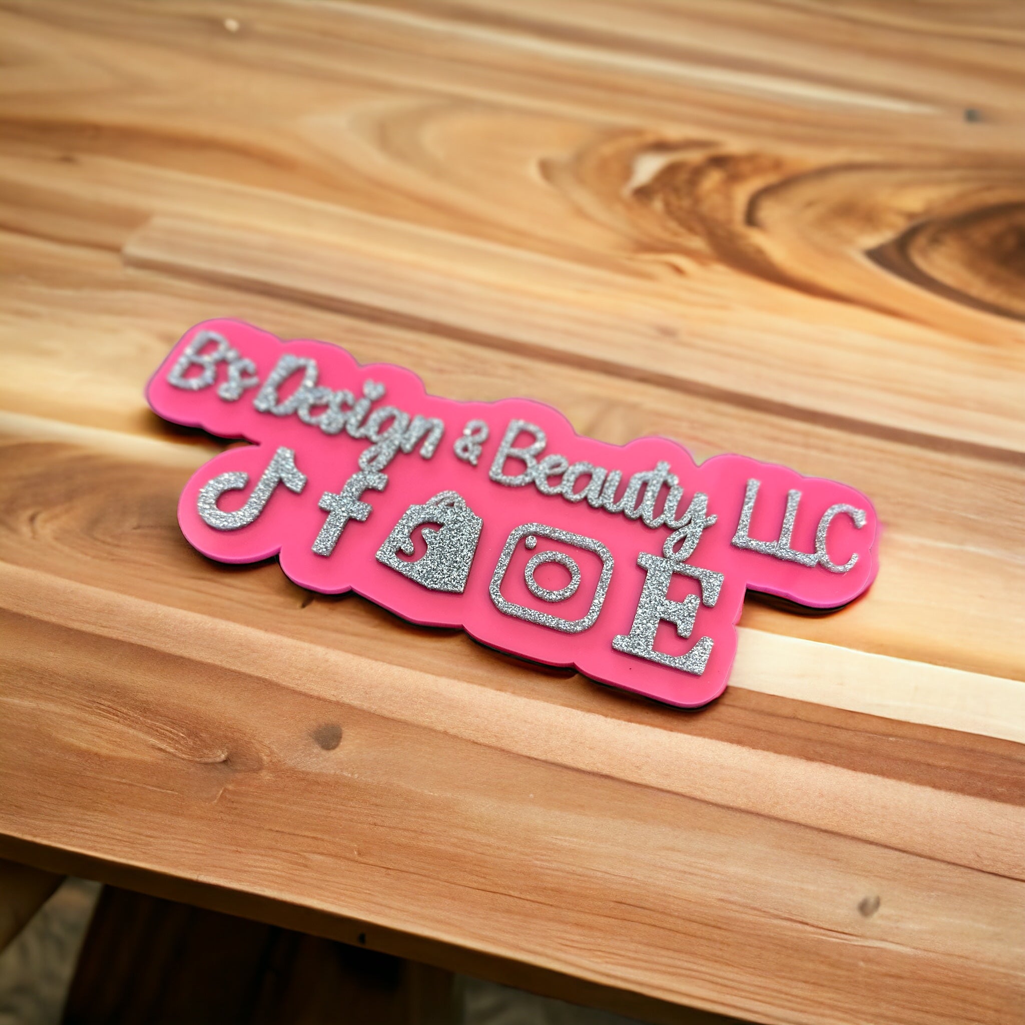 Custom Acrylic Social Media Sign |  Business Branding Watermark Sign