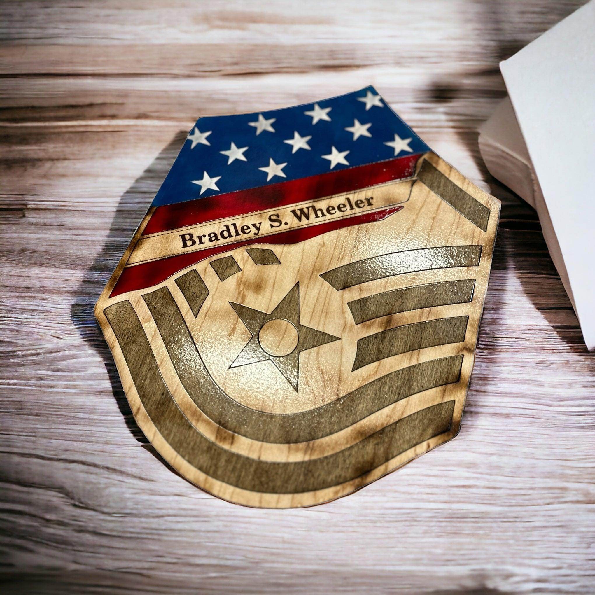 SMSgt distressed stripe, military promotion gift, retirement gift - Coastal Chaos LLC