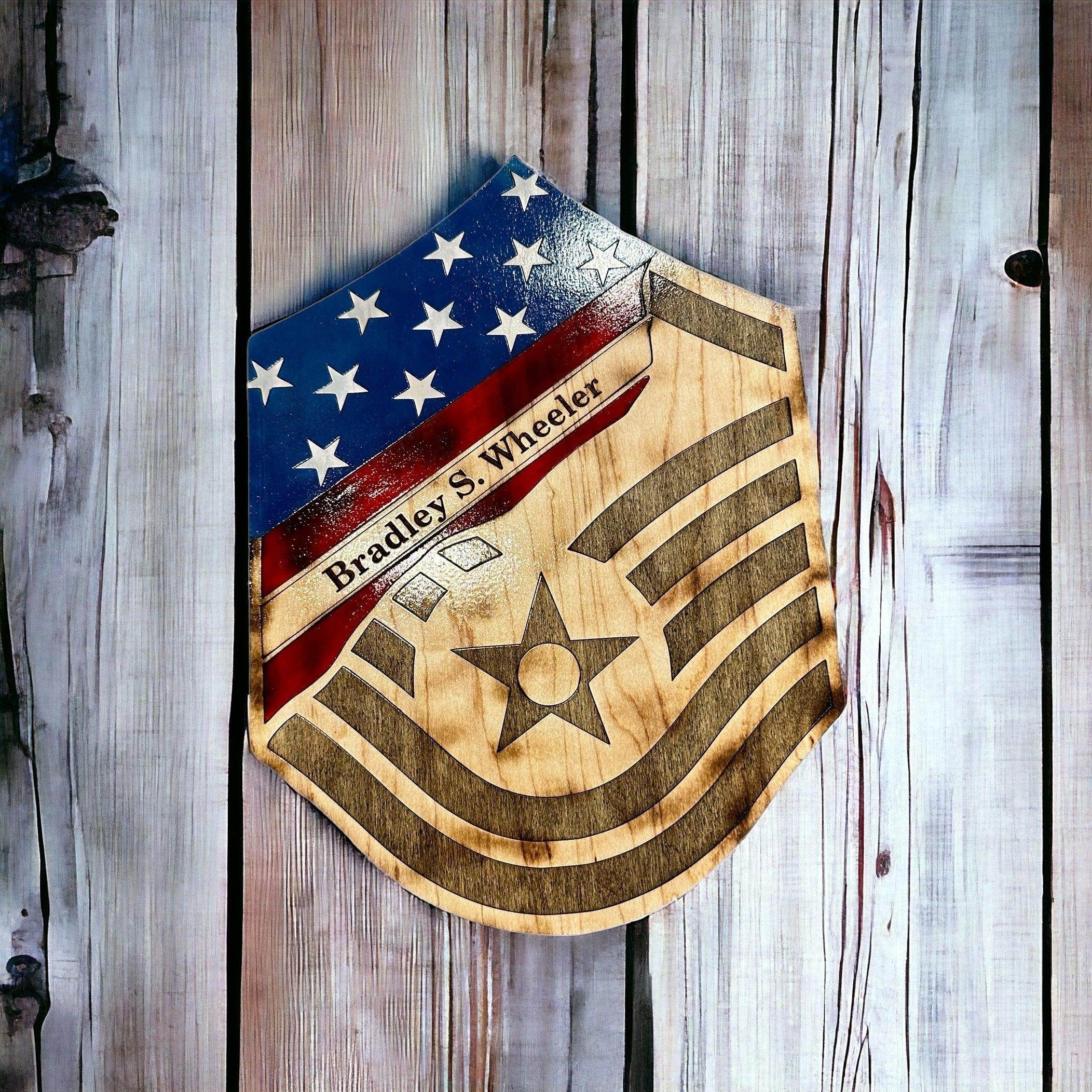 SMSgt distressed stripe, military promotion gift, retirement gift - Coastal Chaos LLC