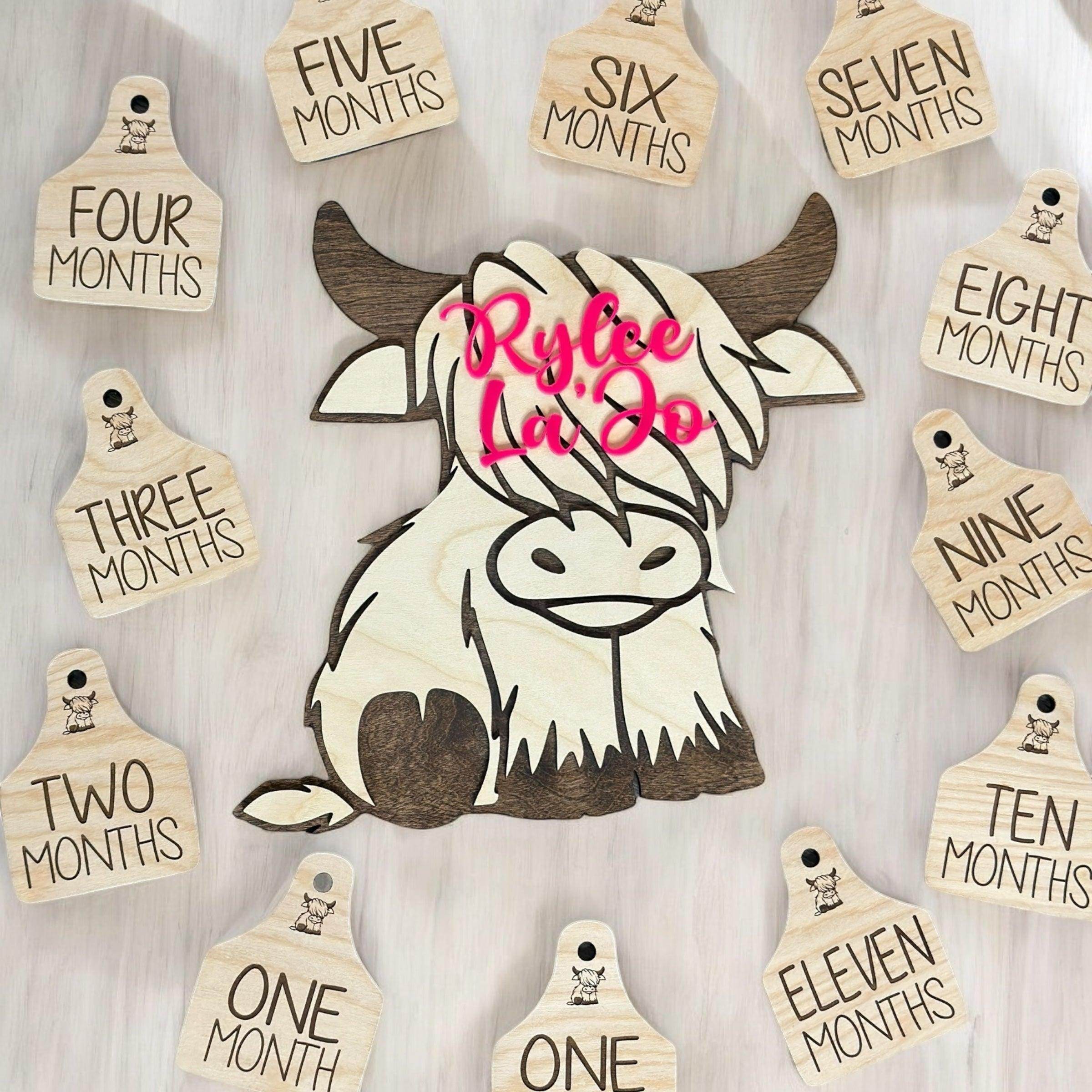 Cow baby milestone set, milestone set for baby pictures - Coastal Chaos LLC