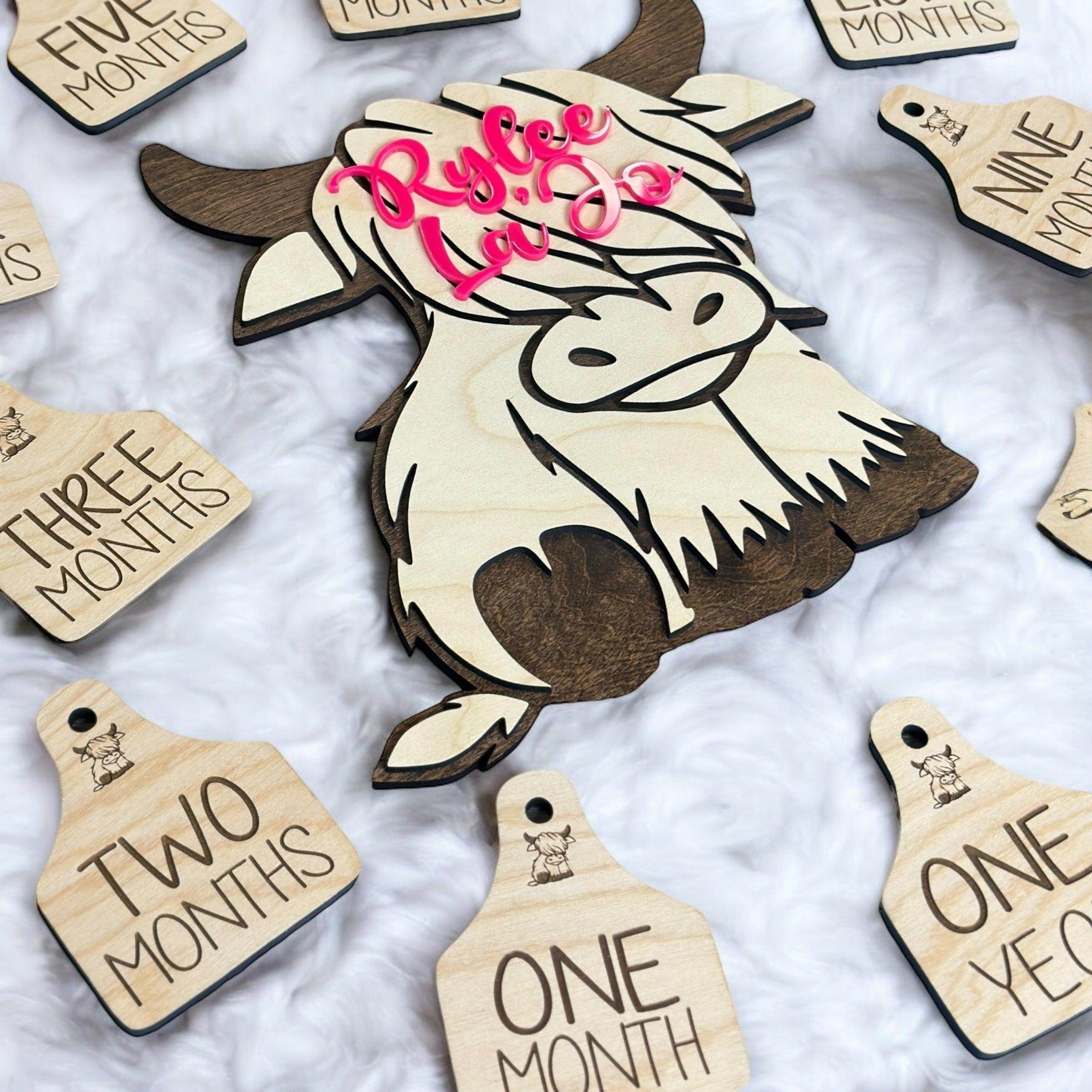 Cow baby milestone set, milestone set for baby pictures - Coastal Chaos LLC