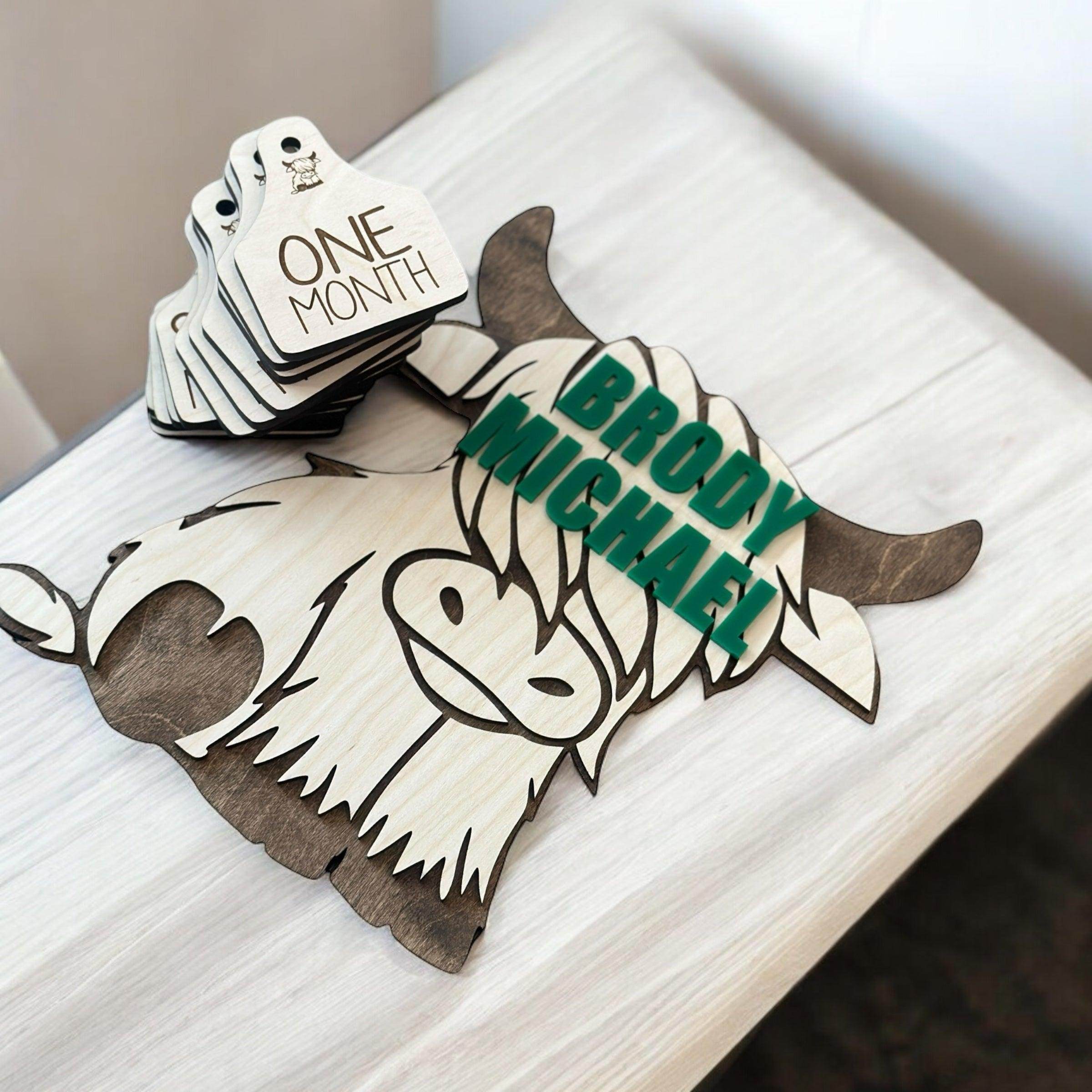 Cow baby milestone set, milestone set for baby pictures - Coastal Chaos LLC