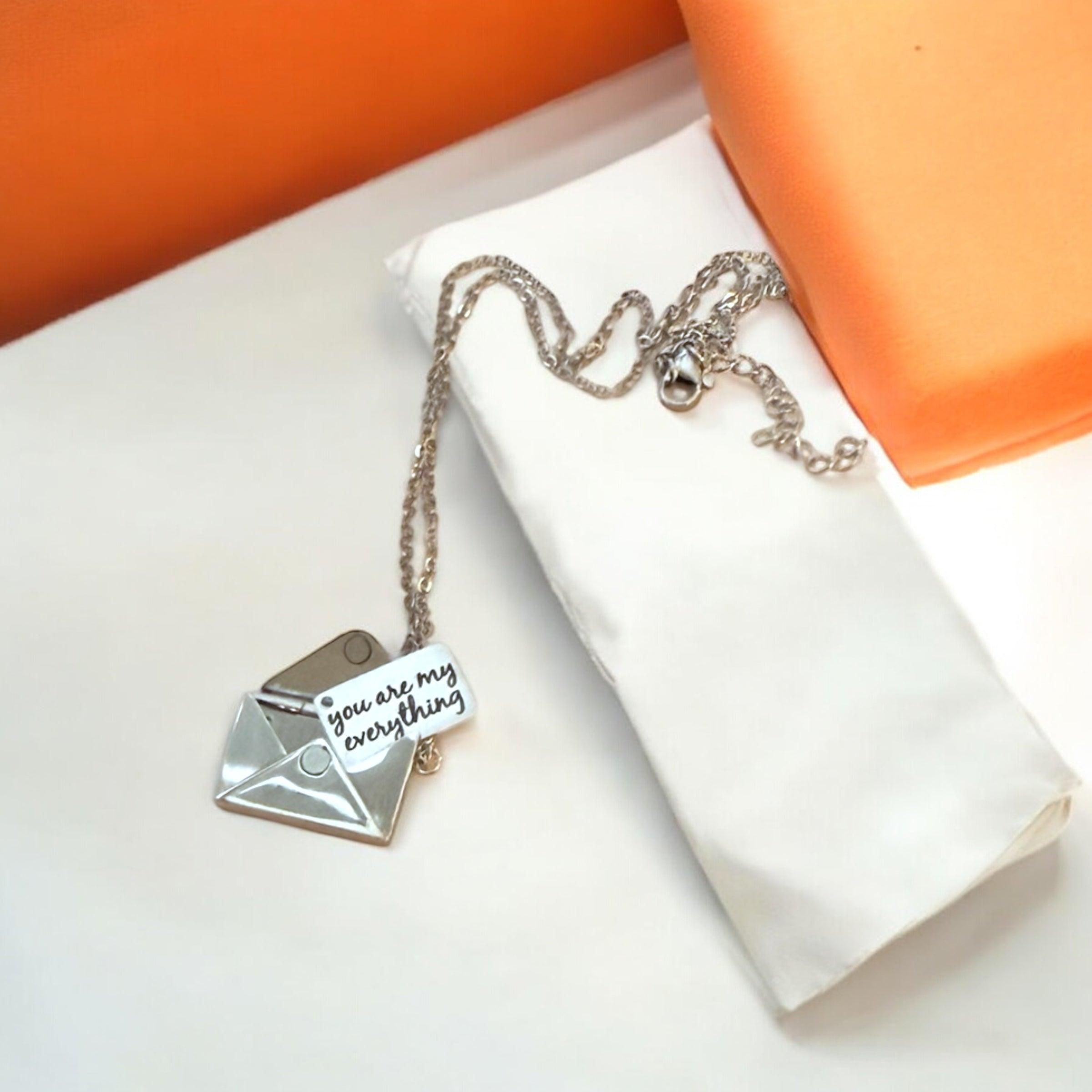 You Are My Everything Envelope Pendant Necklace - Sentimental Jewelry Gift for Her, Personalize with a custom message - Coastal Chaos LLC