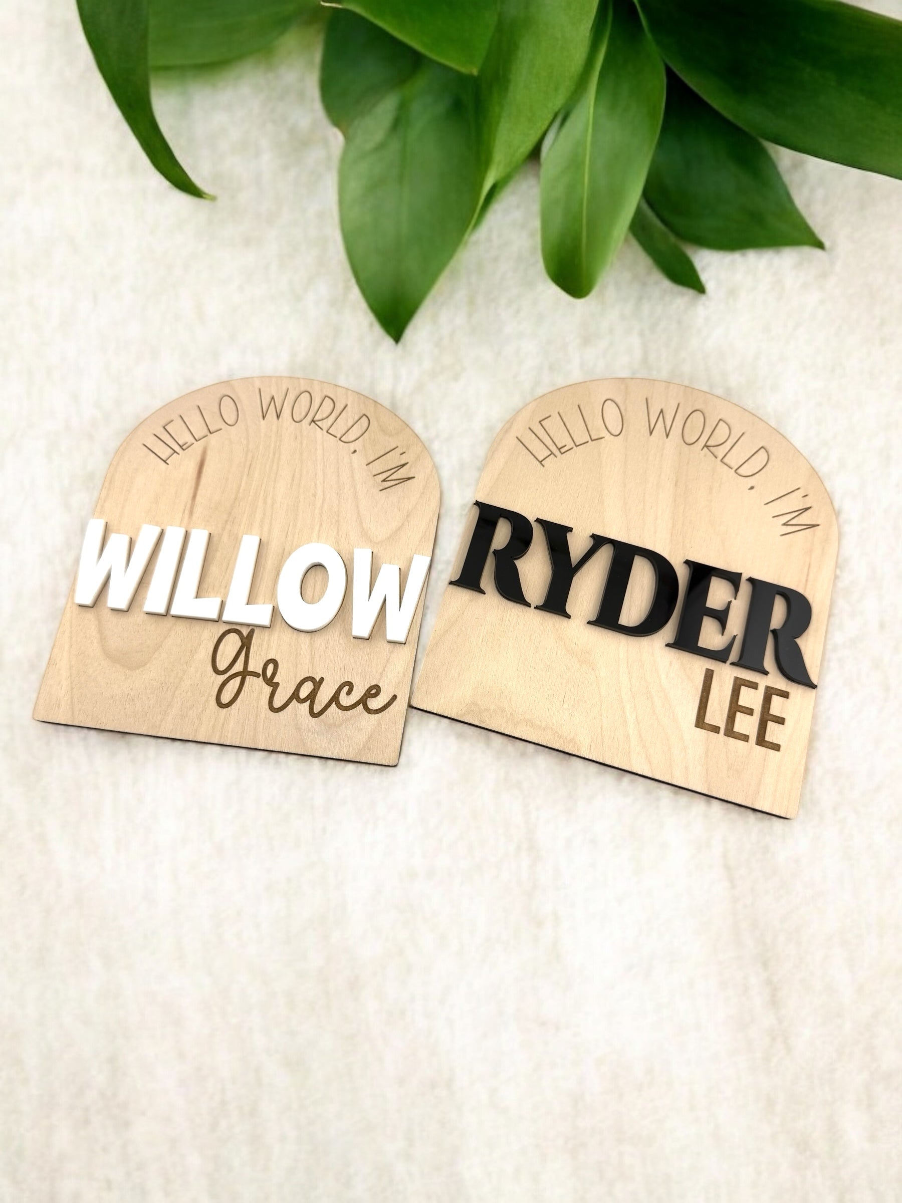 Custom Wood Baby Announcement Sign | Layered Acrylic Name