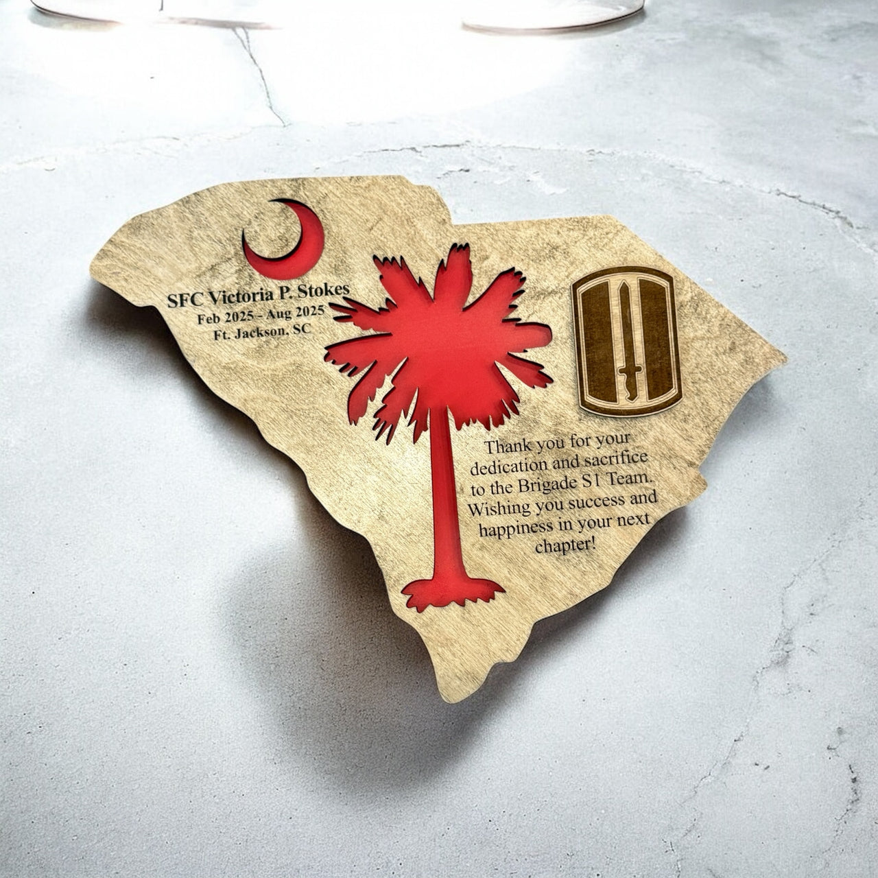 South Carolina Personalized Military Farewell Plaque