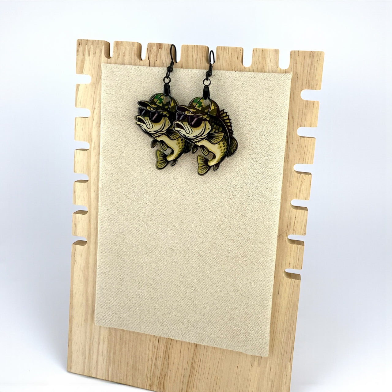 Fishing Earrings for Women – Cool Bass Earrings, Funny Fisherman Gift, Camo Fish Acrylic Earrings