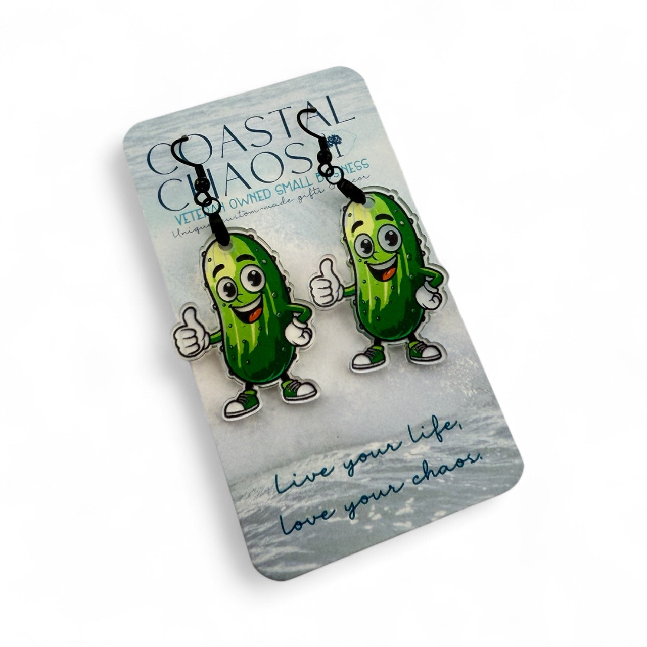 Funny Pickle Earrings – Cute Acrylic Dangle Earrings, Quirky Gift for Her, Pickle Lover Jewelry