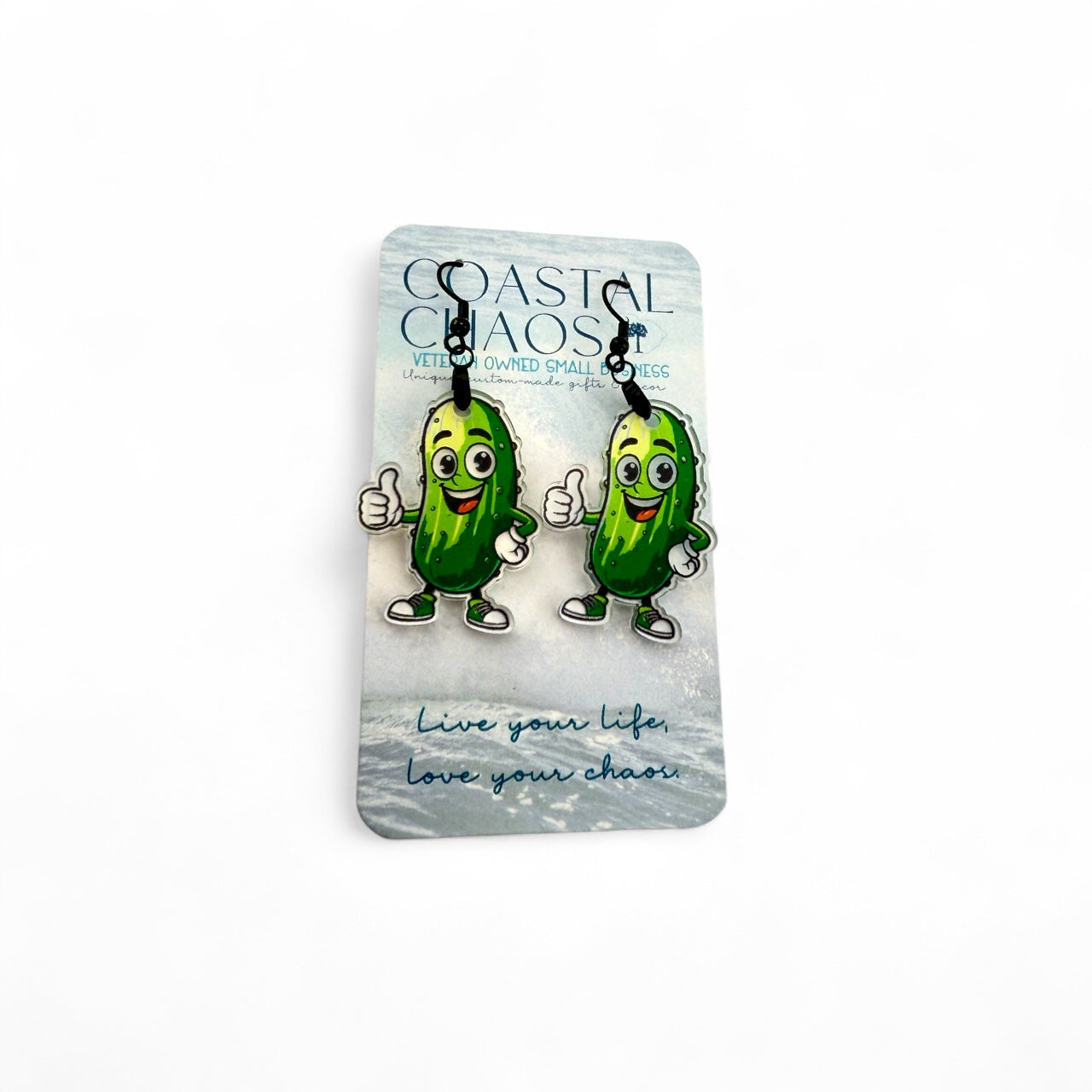 Funny Pickle Earrings – Cute Acrylic Dangle Earrings, Quirky Gift for Her, Pickle Lover Jewelry
