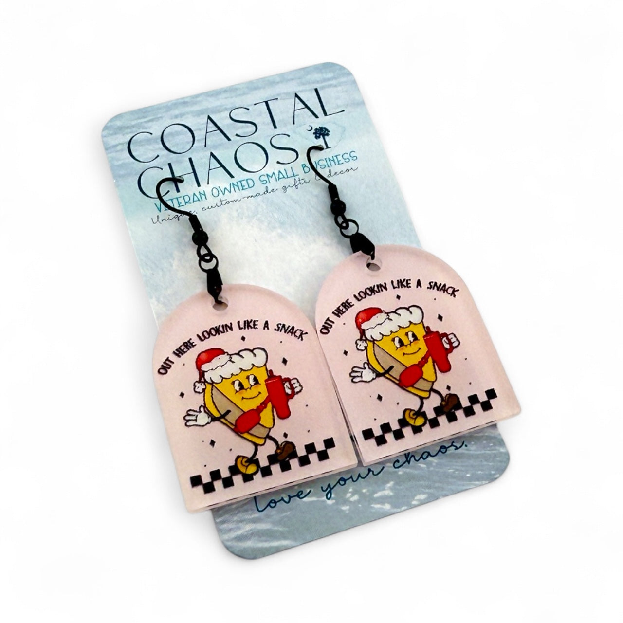 Funny Christmas Earrings – Acrylic Dangle Earrings | Festive Snack Jewelry