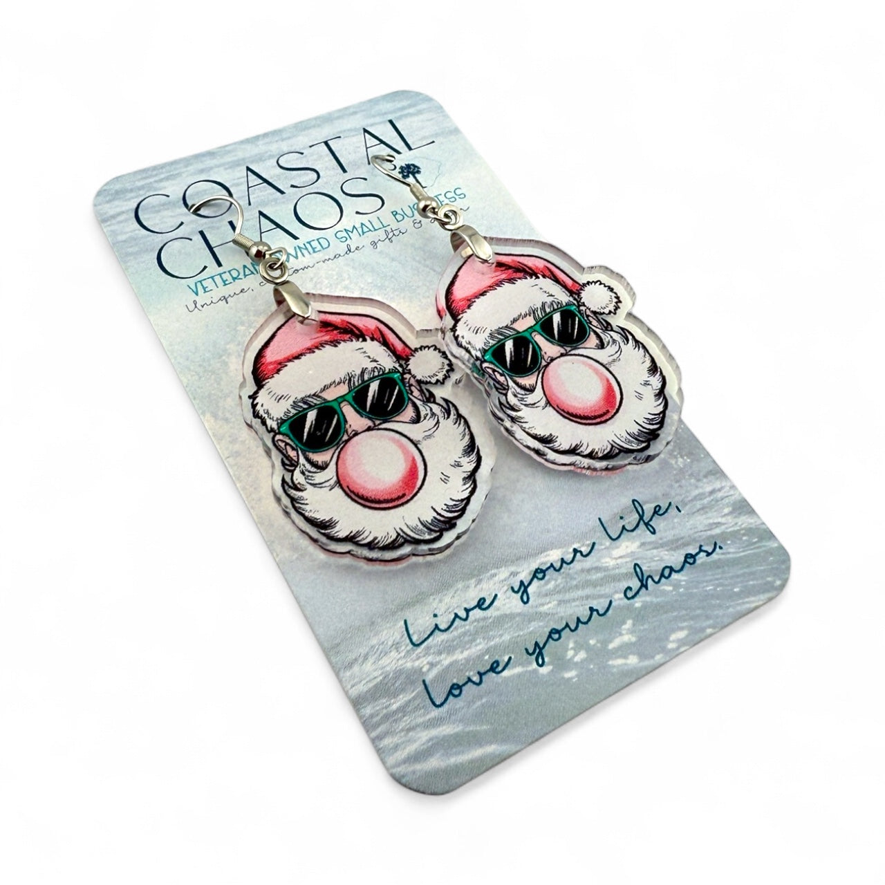 Cool Santa Earrings – Funny Christmas Acrylic Dangle Earrings for Women