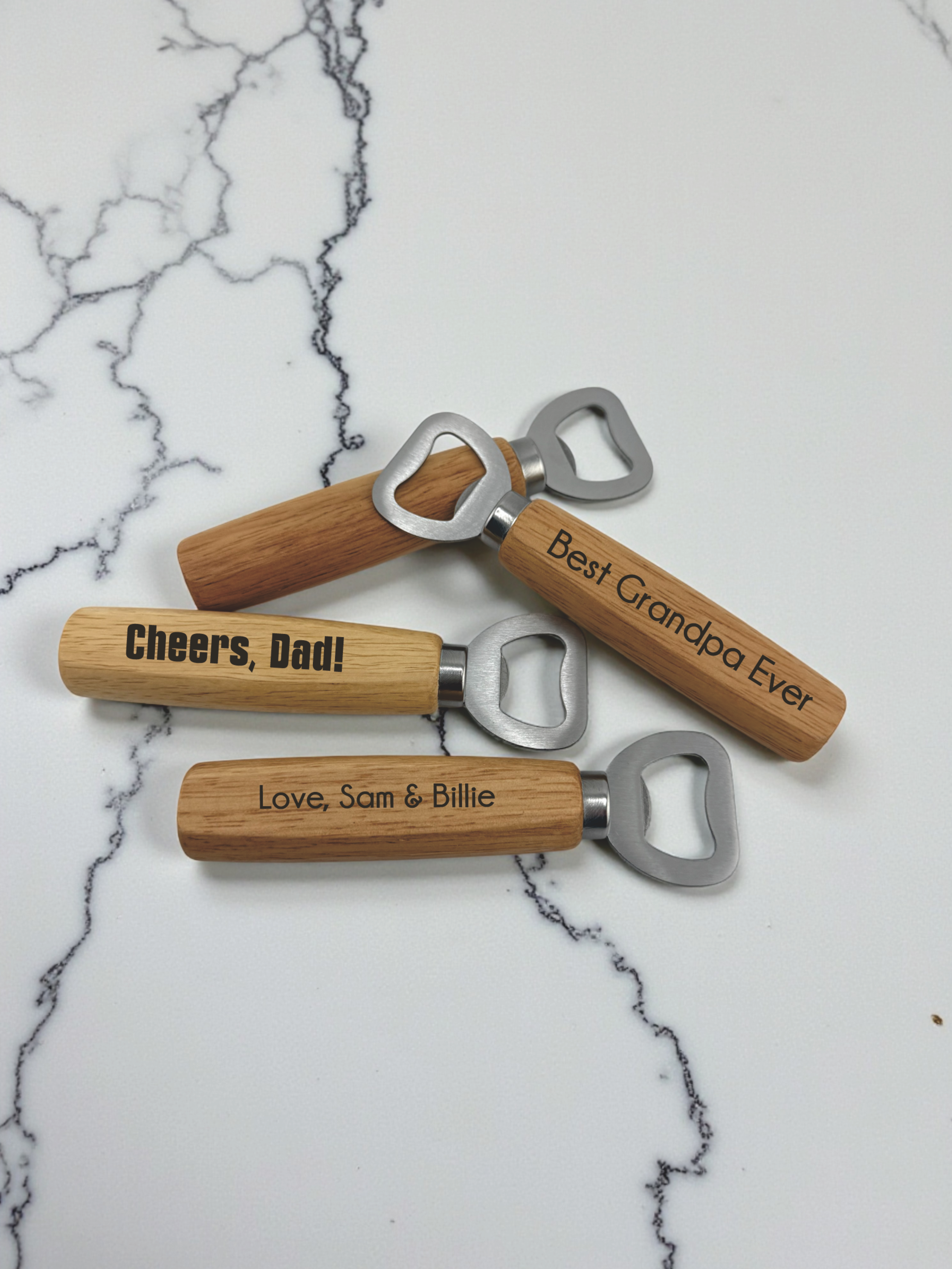 Personalized Wooden Bottle Opener | Custom Father's Day Gift for Dad, Grandpa & Beer Lovers