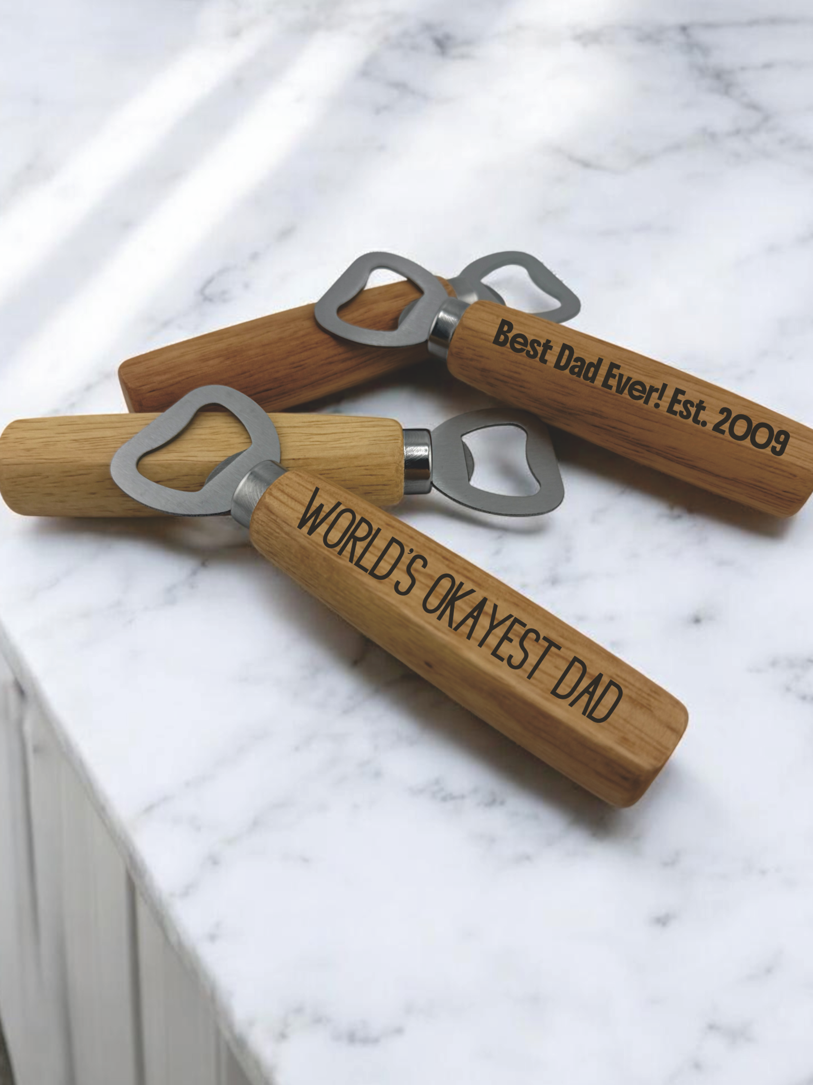 Personalized Wooden Bottle Opener | Custom Father's Day Gift for Dad, Grandpa & Beer Lovers