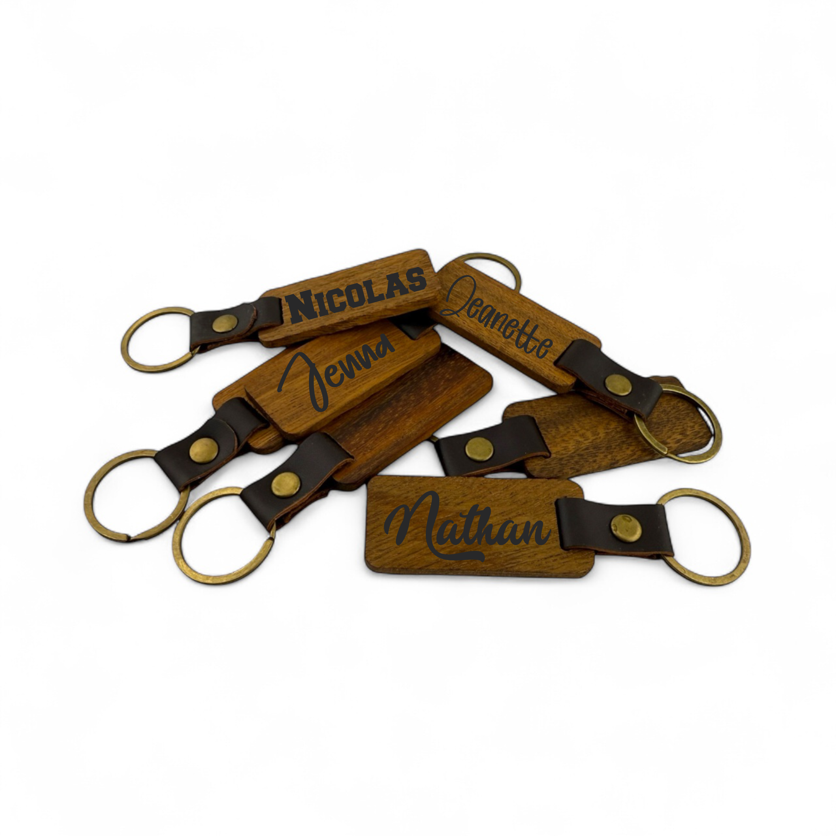 Custom Wood & Leather Keychains | Engraved Logo | Premium Business Gifts
