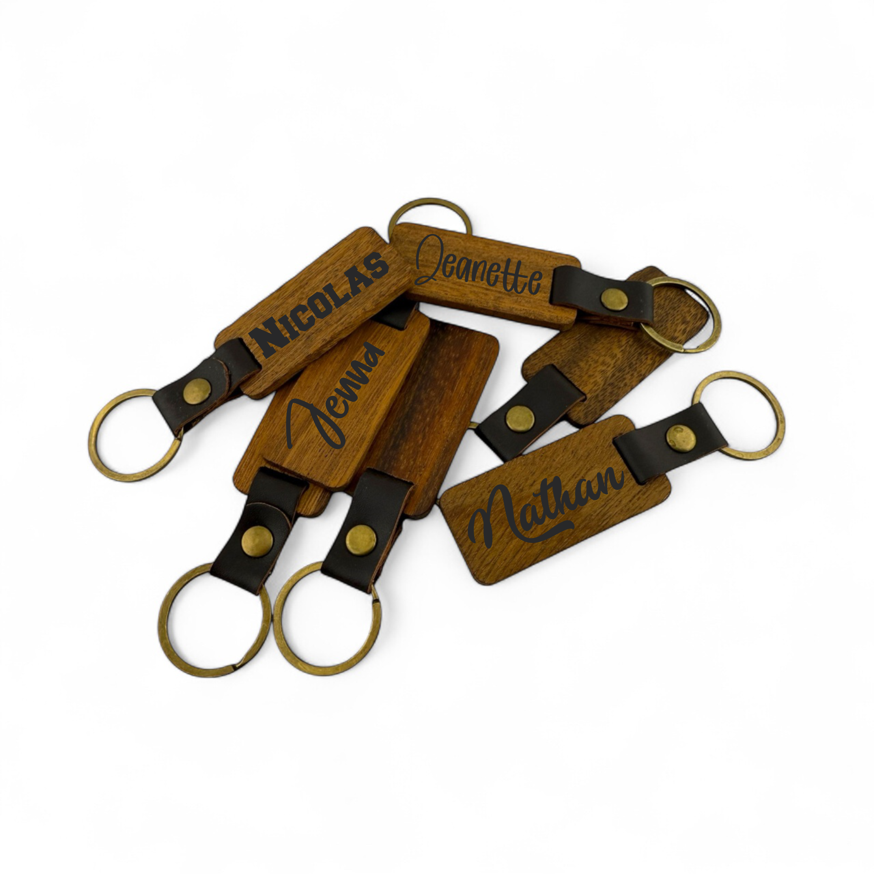 Custom Wood & Leather Keychains | Engraved Logo | Premium Business Gifts
