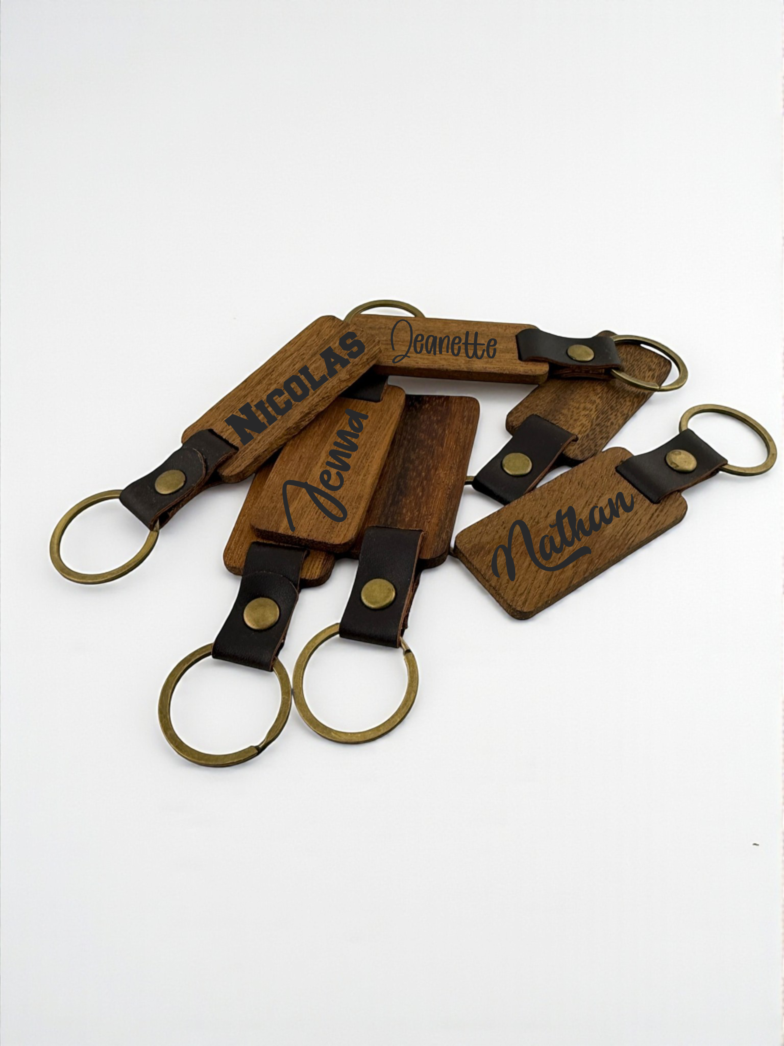 Custom Wood & Leather Keychains | Engraved Logo | Premium Business Gifts