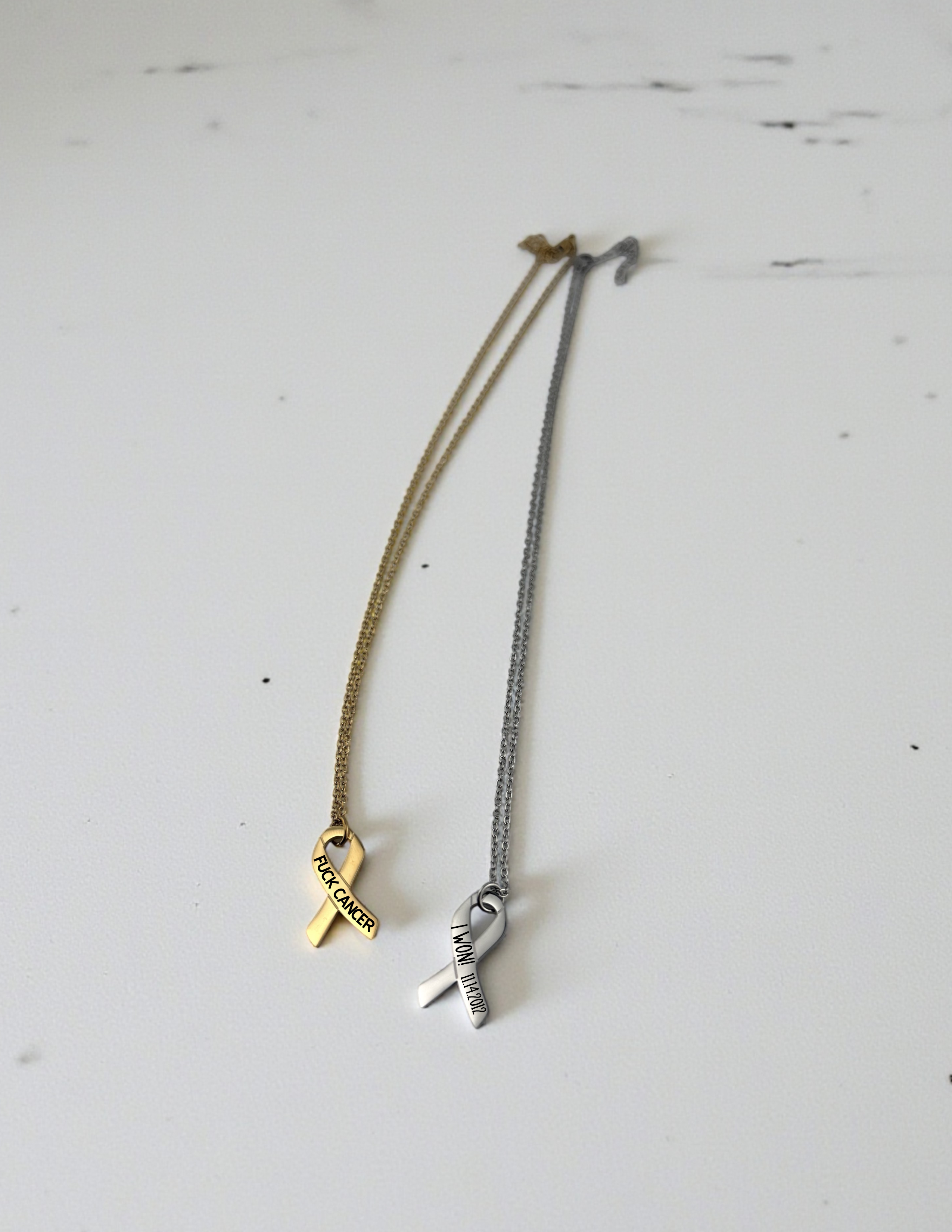 Cancer Ribbon Necklace | Awareness Jewelry