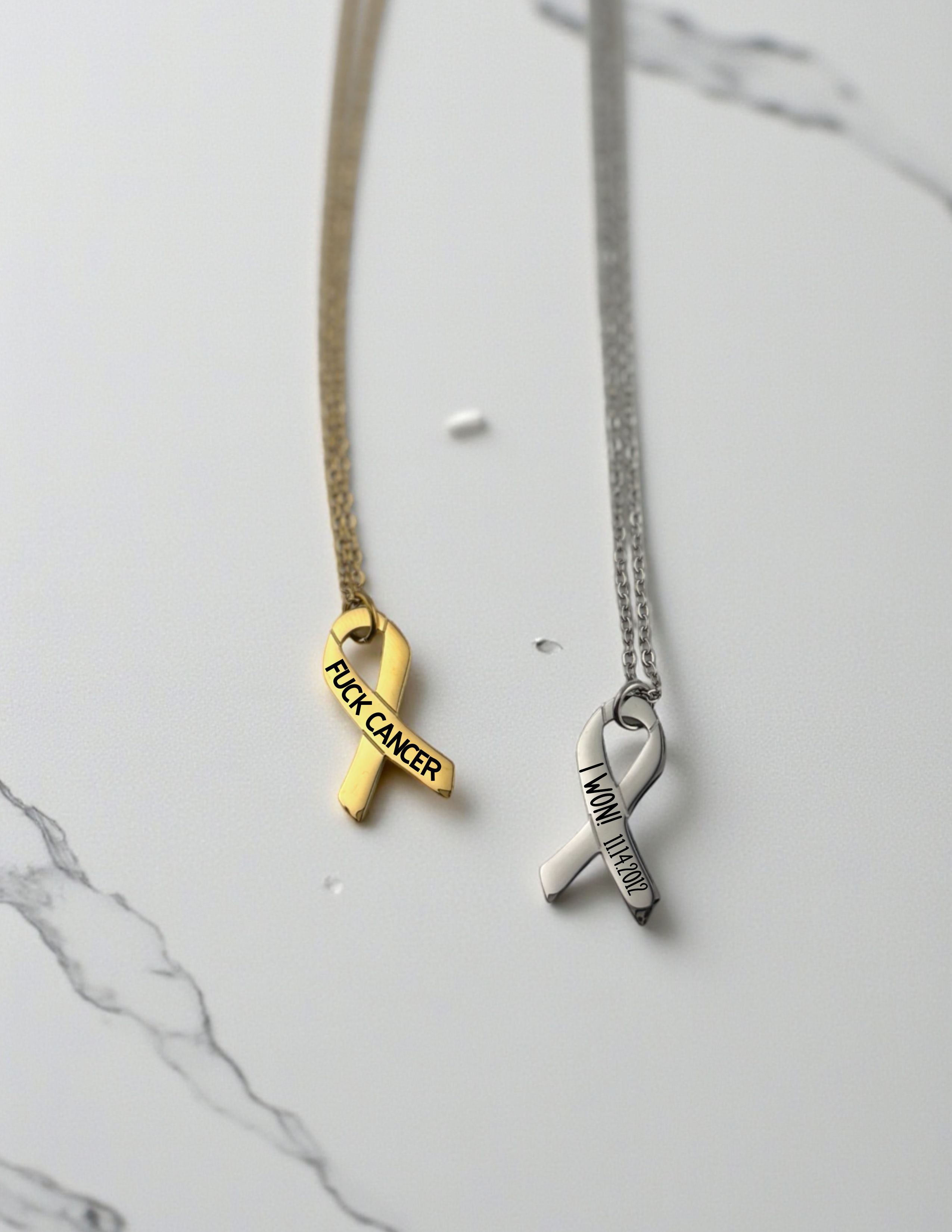 Cancer Ribbon Necklace | Awareness Jewelry