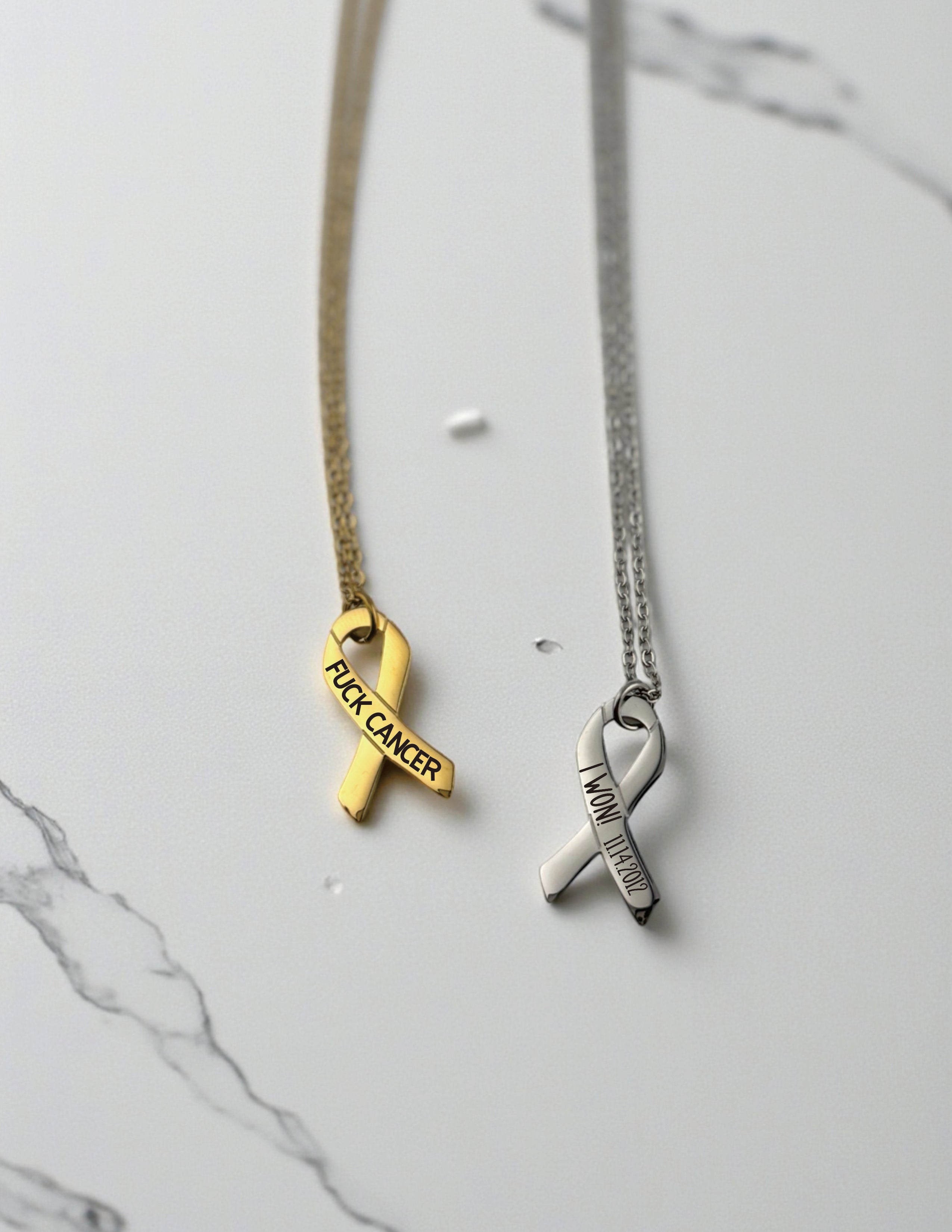 Cancer Ribbon Necklace | Awareness Jewelry