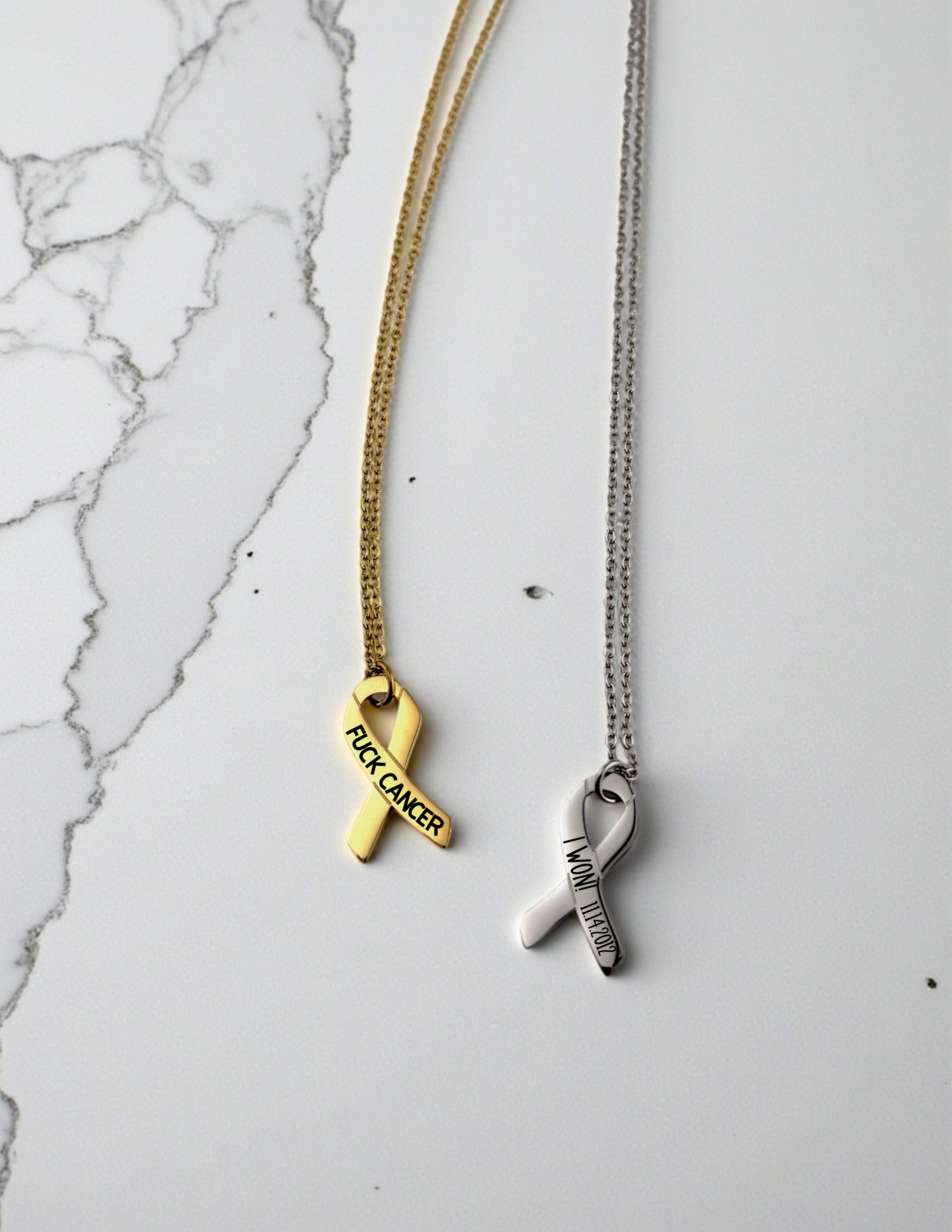 Cancer Ribbon Necklace | Awareness Jewelry
