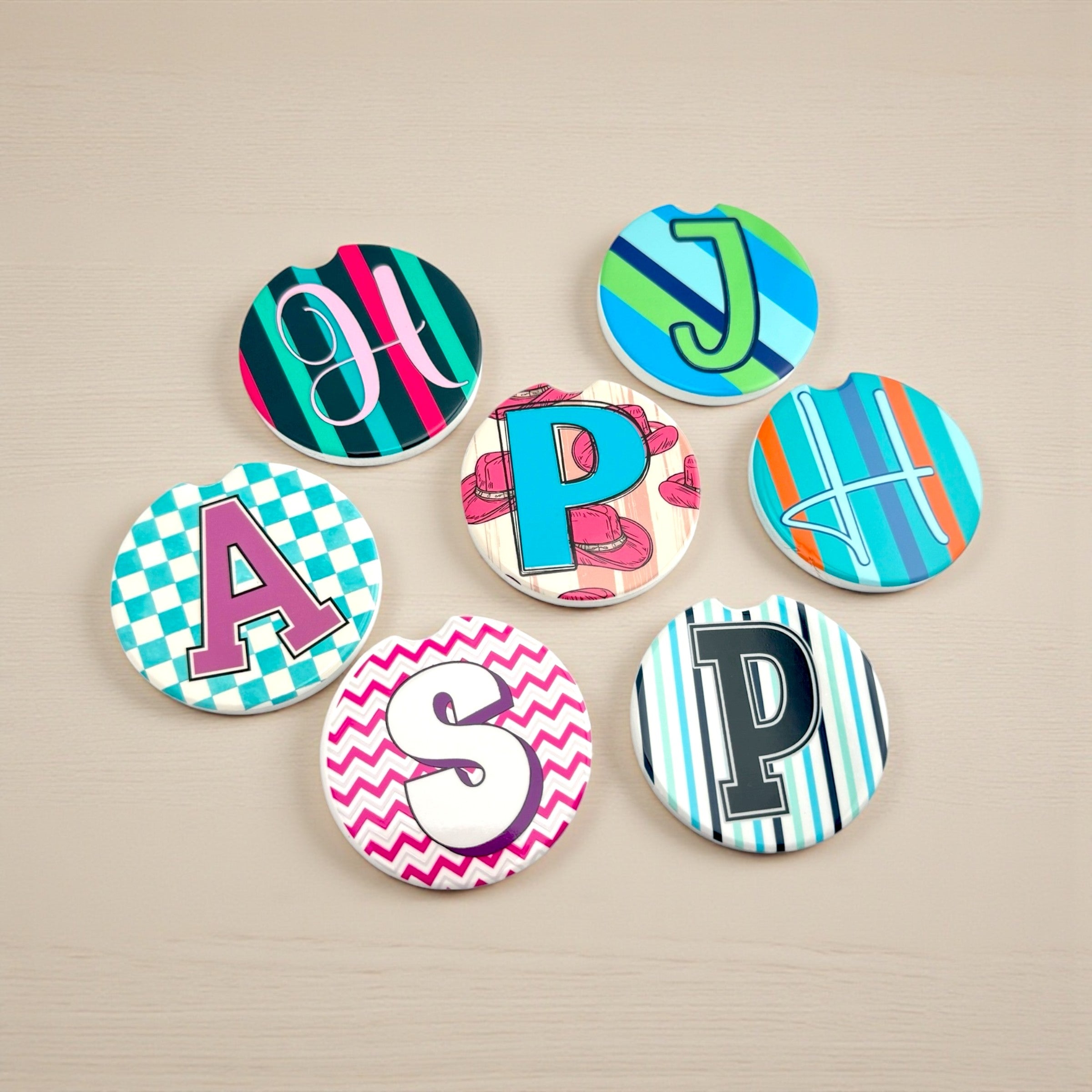 Custom Ceramic Car Coasters – Personalized Car Cup Holder Coaster with Easy Removal Notch