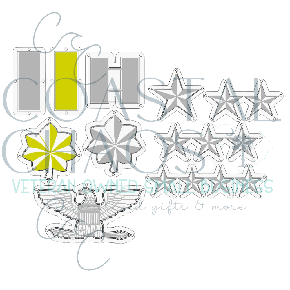 Custom Military Rank Stripes Plaque – Personalized Acrylic & Wood Display | All Ranks Available - Coastal Chaos LLC